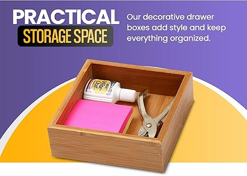 Miniatura 3 de YBM HOME Caja organizadora de cajones de bambú para cajón de cocina, cajón de basura, oficina, dormitorio, habitación de los niños, manualidades,