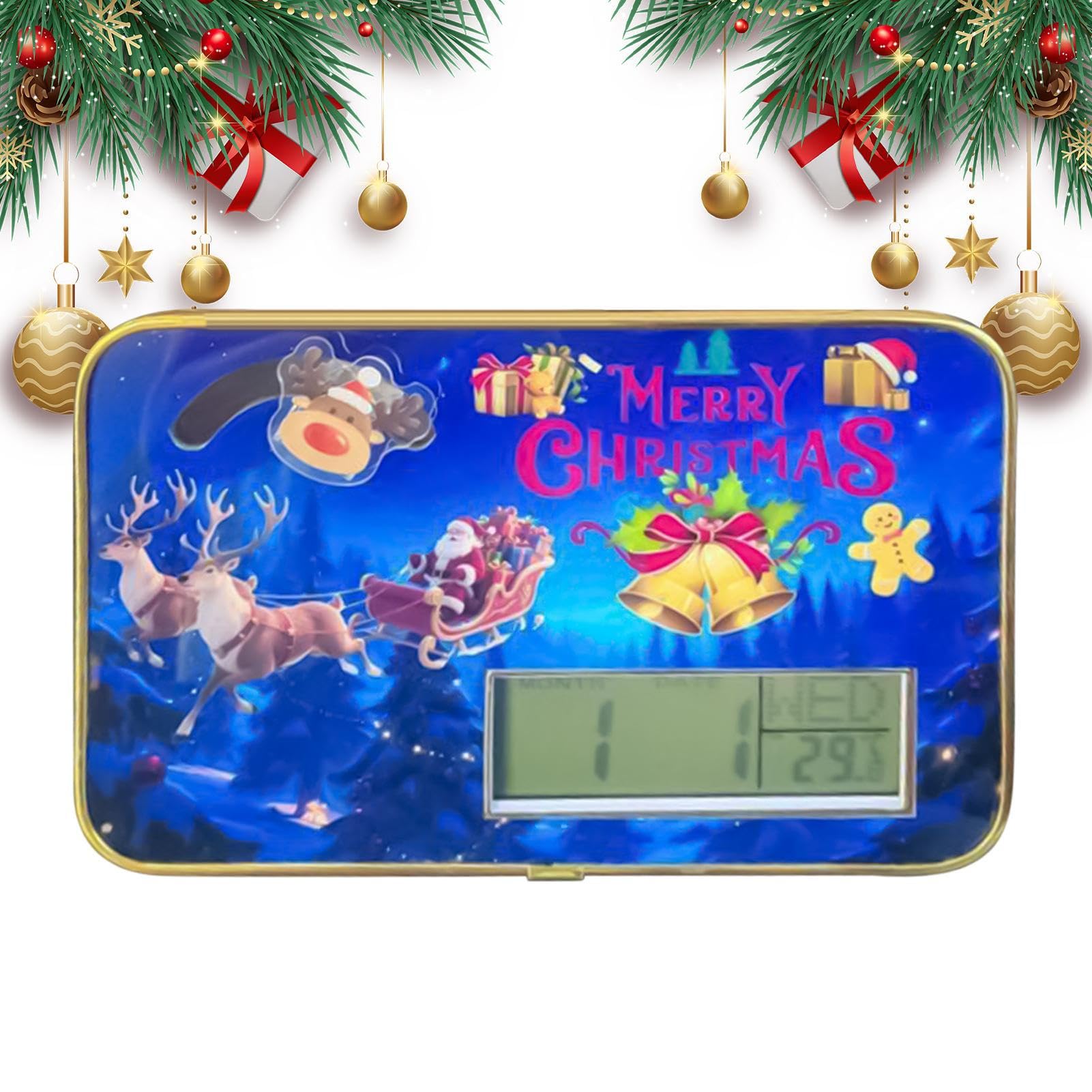 Reloj de Navidad con sensor de temperatura y calendario para organizar el dormitorio
