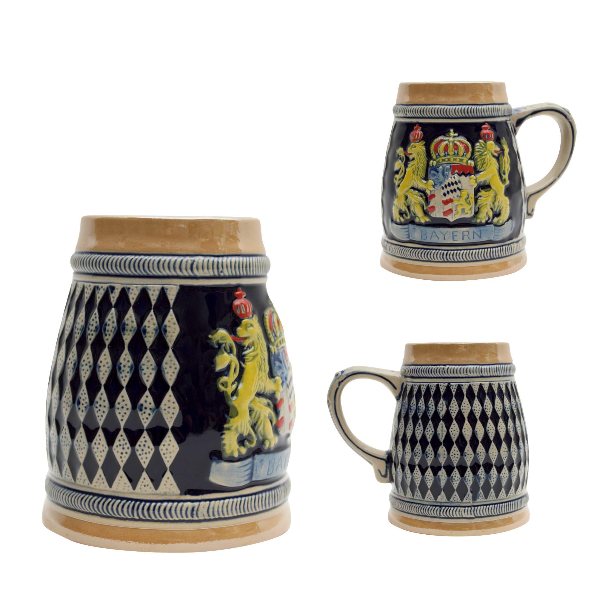 0.65 Liter | OktoberfestHaus Collectible Beer Steins German Bayern Lions Coat Of Arms Beer Mugs for Men Engraved Stein Jarras de Cerveza and Jarra Stein