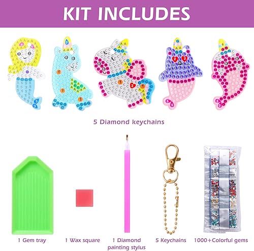 Miniatura 2 de MEIEST Kit de llaveros de pintura artística de diamantes con gemas y manualidades