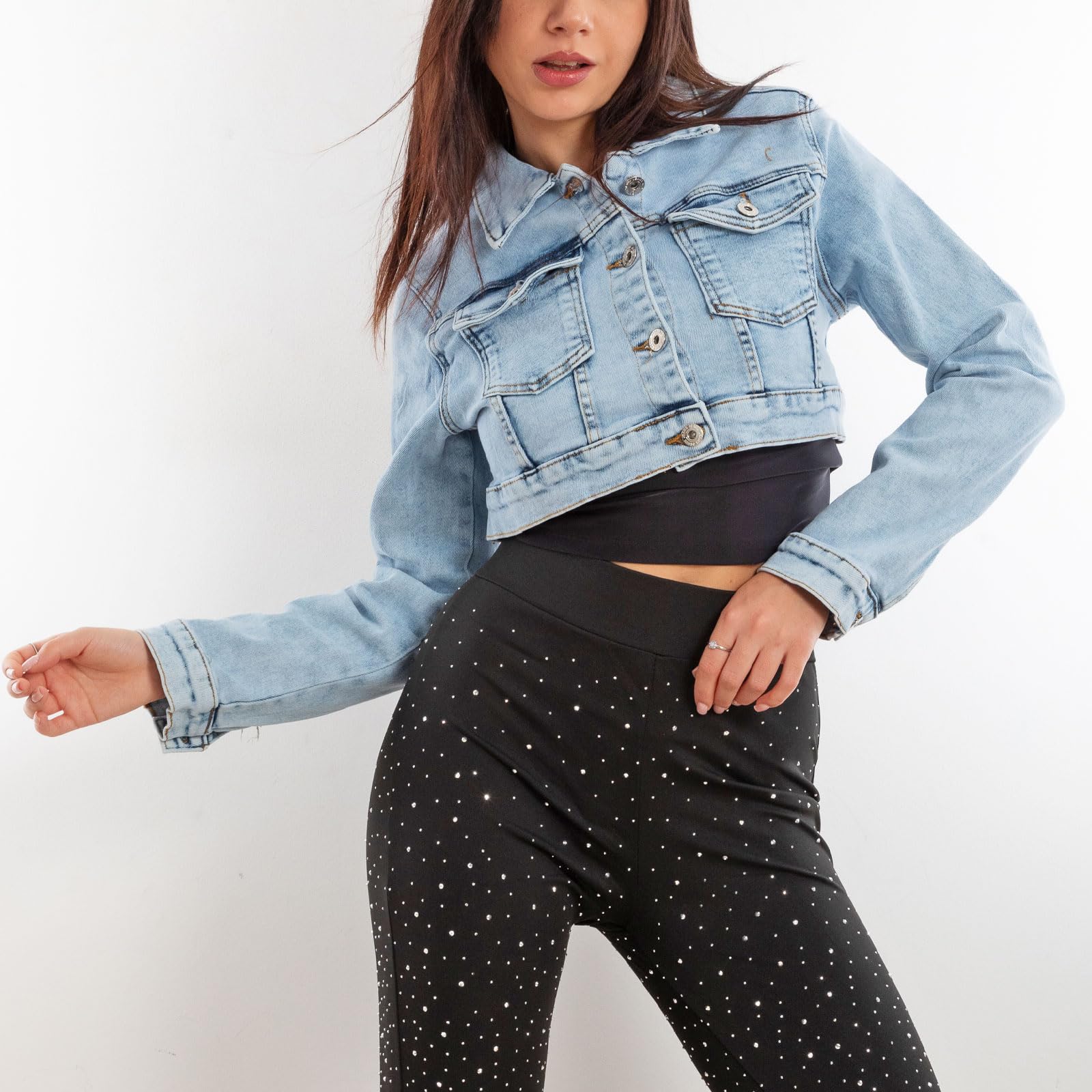Toocool - Giacca Jeans Donna Denim Giubbino Corto Giubbotto Aderente Slim Fit Nuovo H510