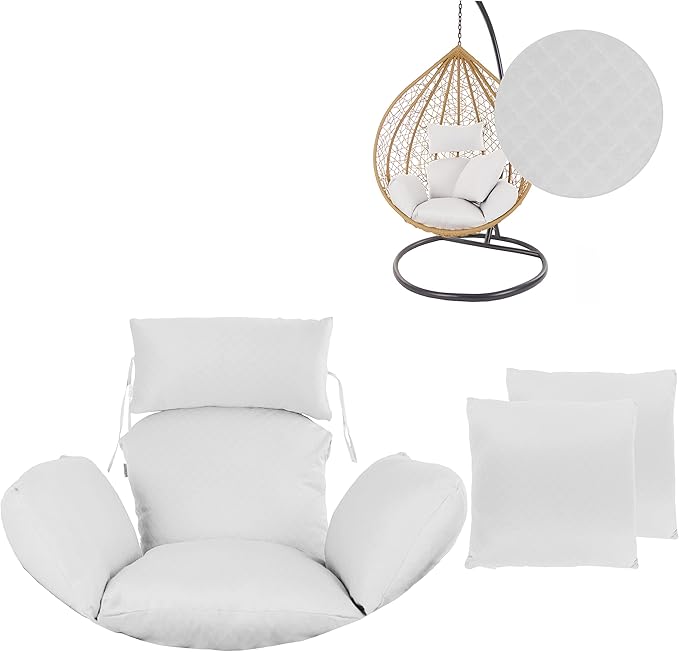 Kideo® Sitzkissen für Hängesessel, Swing Chair Kissen, Ersatzkissen, Wechselkissen, waschbar, 4-teilig (Diamond Pattern, 1000 Snow)