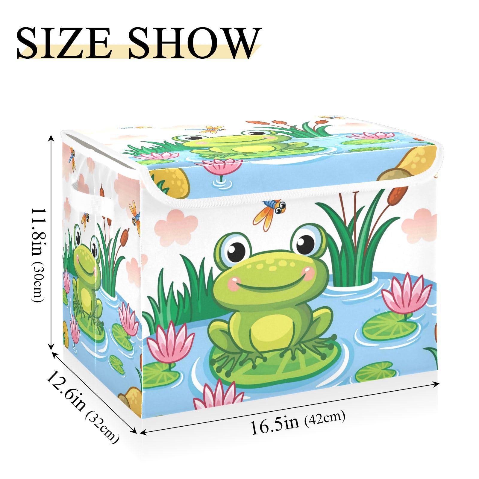 Amazon｜収納ボックス 折り畳み式 池のカエル 収納ケース ふた付き