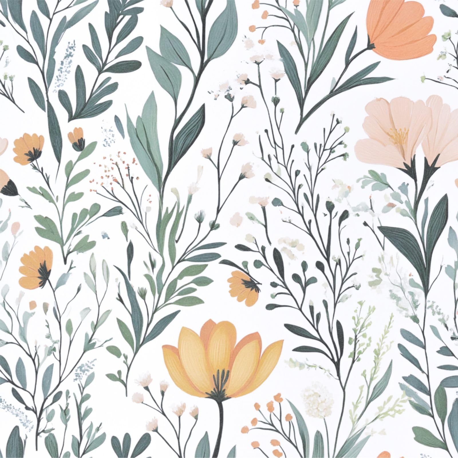 Papier peint à motif floral bohème en vinyle autocollant et imperméable