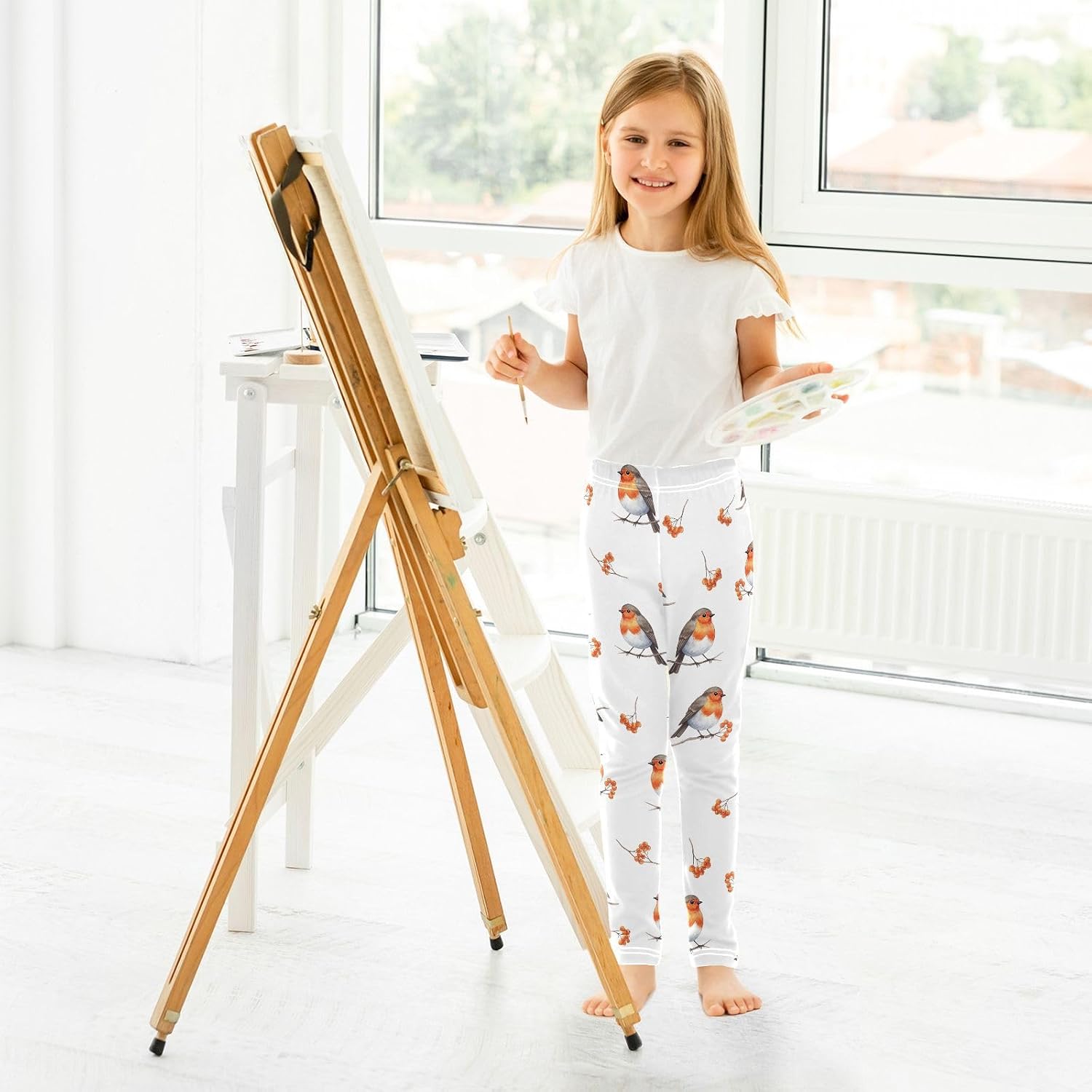 Girls Activewear Leggings Birds Berry