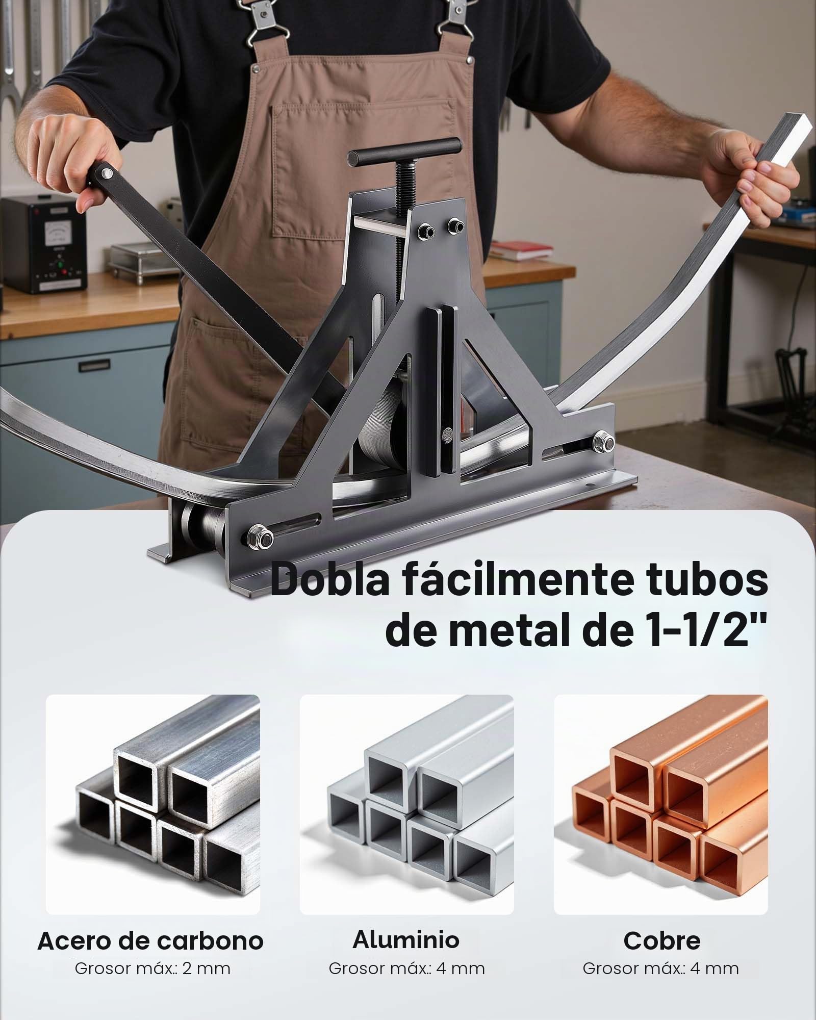 VEVOR Dobladora de Tubos Universal, Dobladora de Tubos, Dobladora de Tubos Acero, Dobladora Manual de Acero al Carbono, Dobladora de Tubos Manual Ajustable, Aplica a Acero Dulce, Cobre y Aluminio