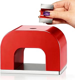 30 lb Horseshoe Magnet,Alnico Horseshoe Magnets for Nail Polish,Red Cast U Shaped Magnet with Keeper for Education Science Experiment