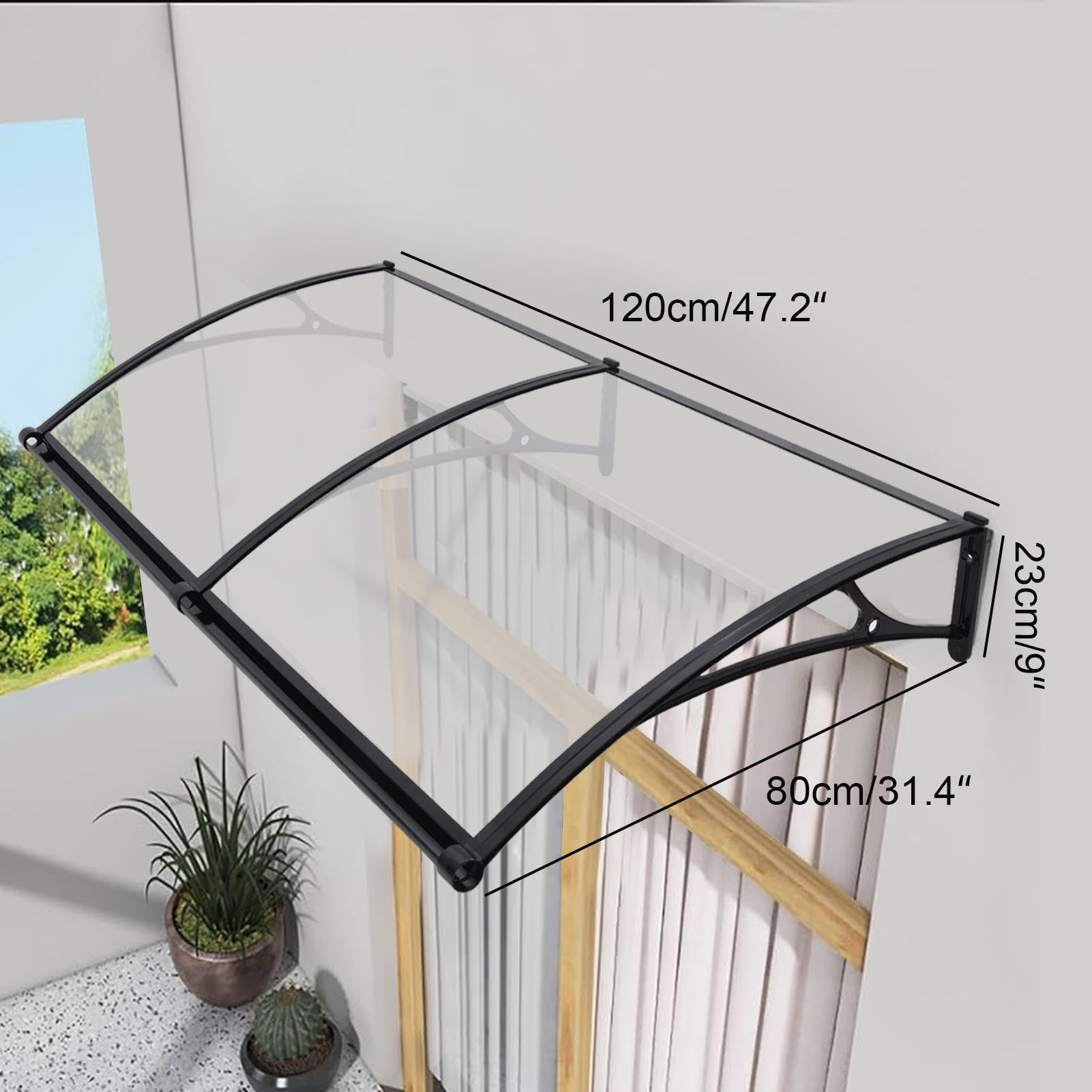 Markise Für Tür Eingang Außenfenster Markisen Mit Gebogenen Stützen | Über Tür Markise Mit Aluminiumlegierung Halterung Und Polycarbonat Platte Für Terrasse Garten Wohnwagen