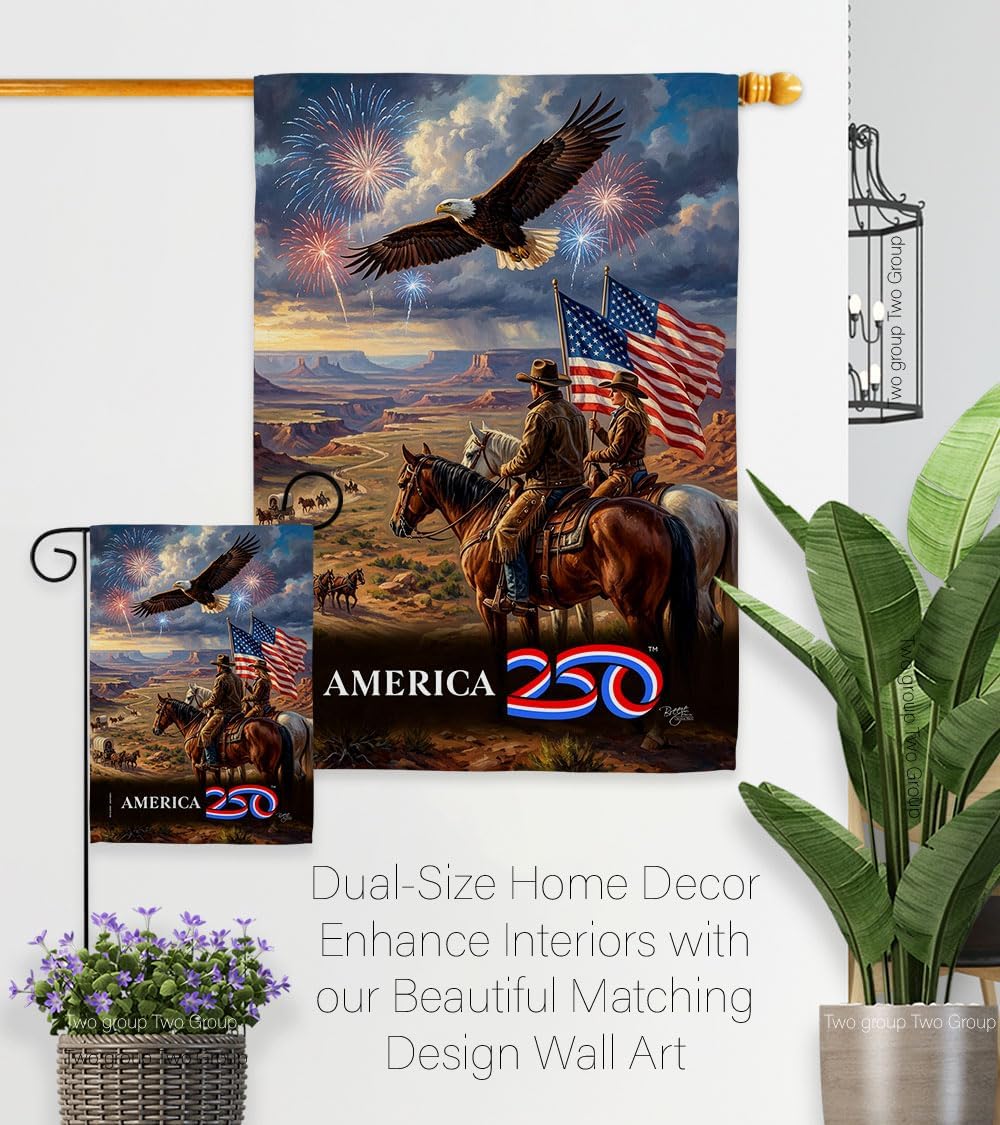 America 250 Flag Frontier Spirit Independence Day Wall Tapestry House Banner Official Licensed Merchandise Canvas Prints Yard Sign Textile Woven Fabric Poster USA 250th Anniversary Decoration Gift