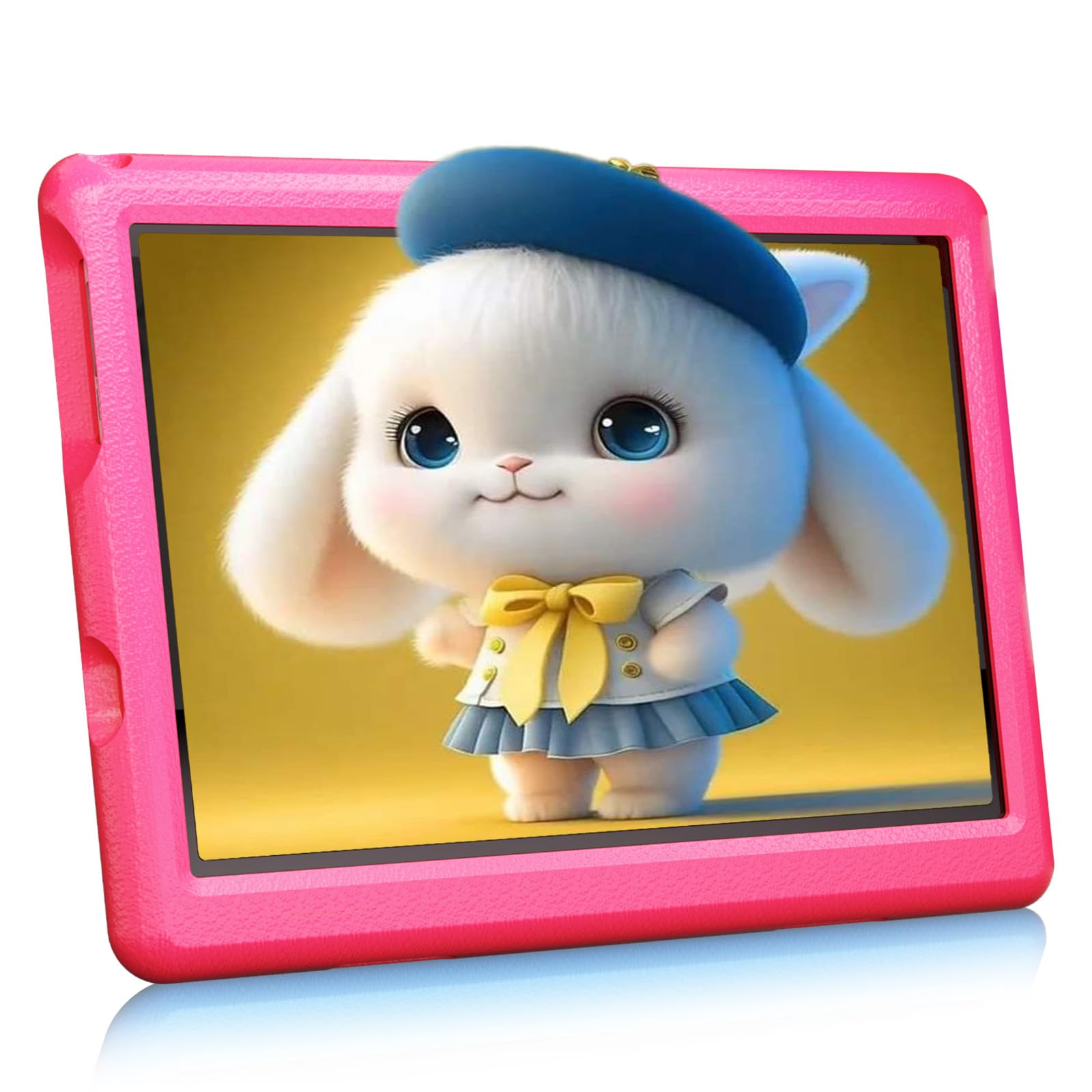 CZZ Kid Tablet 10-inch Android 13 Tablet for Kids 1280x800 HD Touchscreen Quad-core 6 GB RAM 64 GB ROM Dual Camera and Speaker 5000 mAh with Thickened Protective Case (Pink)