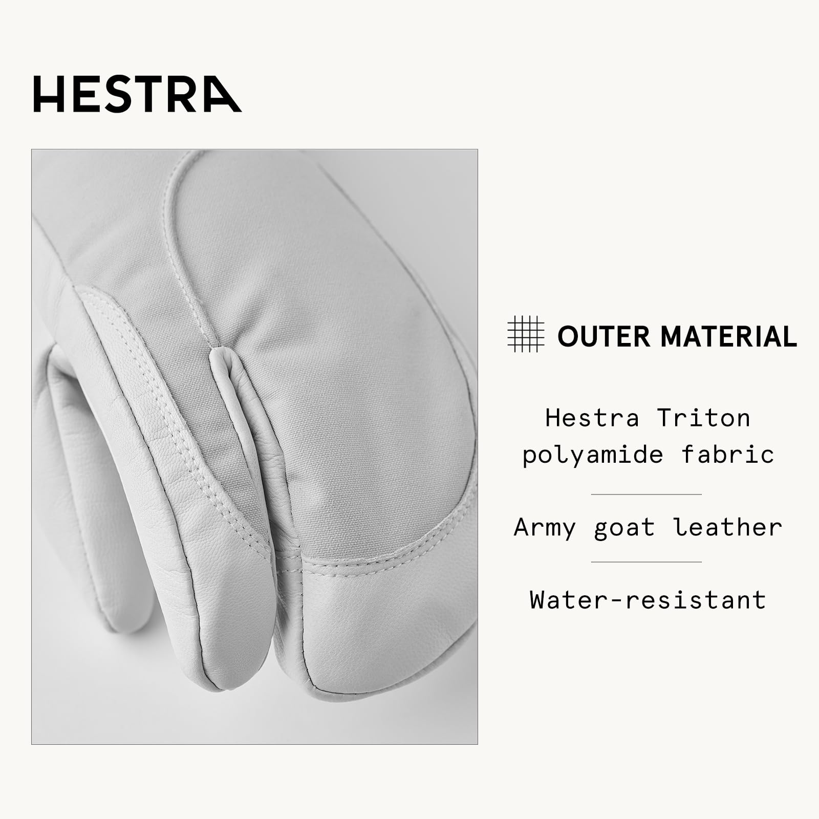 Hestra Heli - Guantes de esquí para Mujer, clásicos, de Piel de 3 Dedos, para esquí, Snowboard y montañismo (Ajuste Femenino)