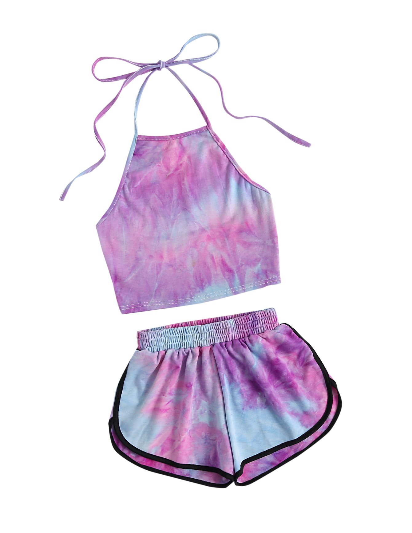 Women's 2 Piece Set Halter Crop Top and Shorts Set
