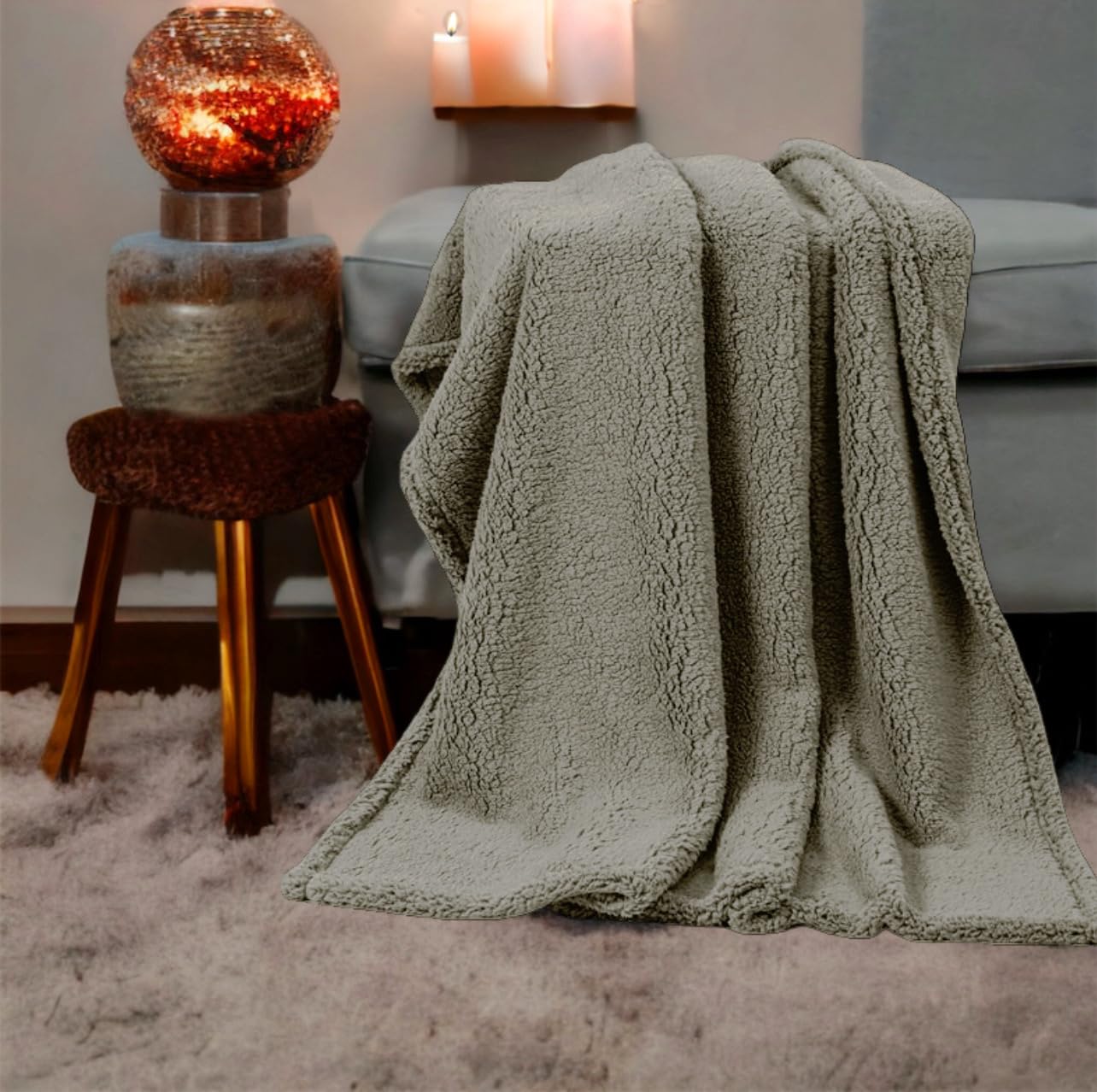 4All Teddy Bear Throws for Sofa Bed Settes Fluffy Warm Cosy Fleece Blanket for Adults and Kids Teddy Fleece Duvet Covers (Mink/Beige, 150x200cm)
