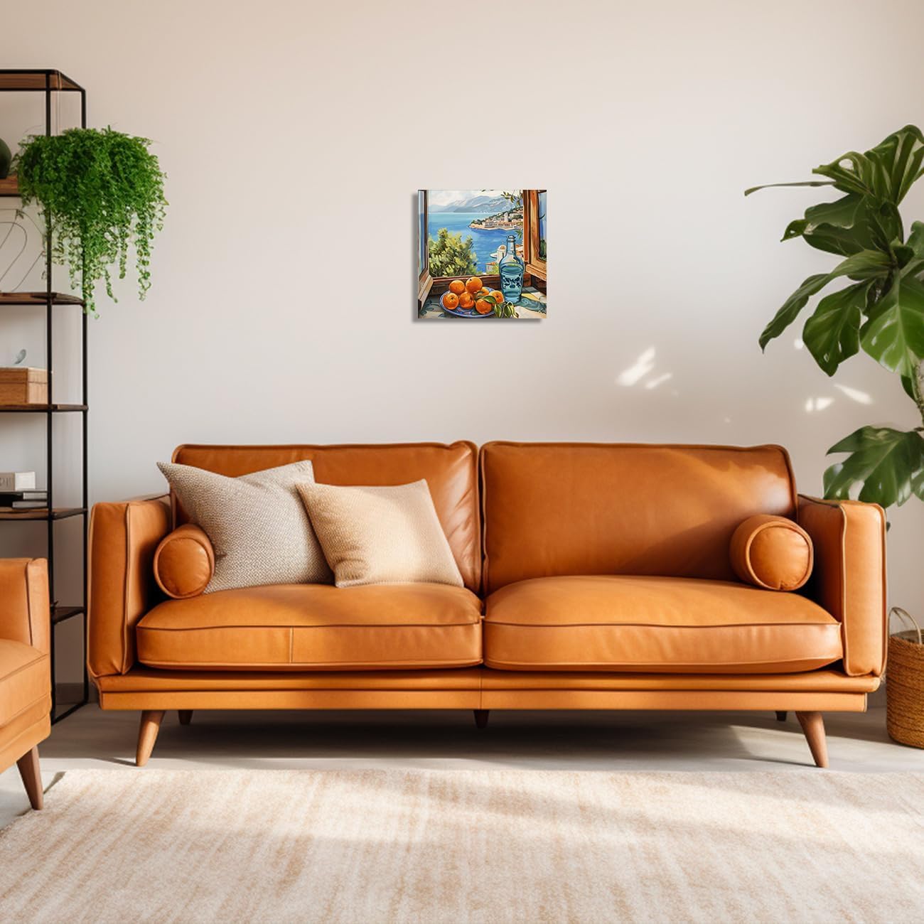 ZQQART Fruit Canvas Wall Art Kitchen Artwork Wall Decor Farmhouse Citrus Pictures Vintage Oranges in Basket Poster for Living Room Framed (Blue,12" x 12")