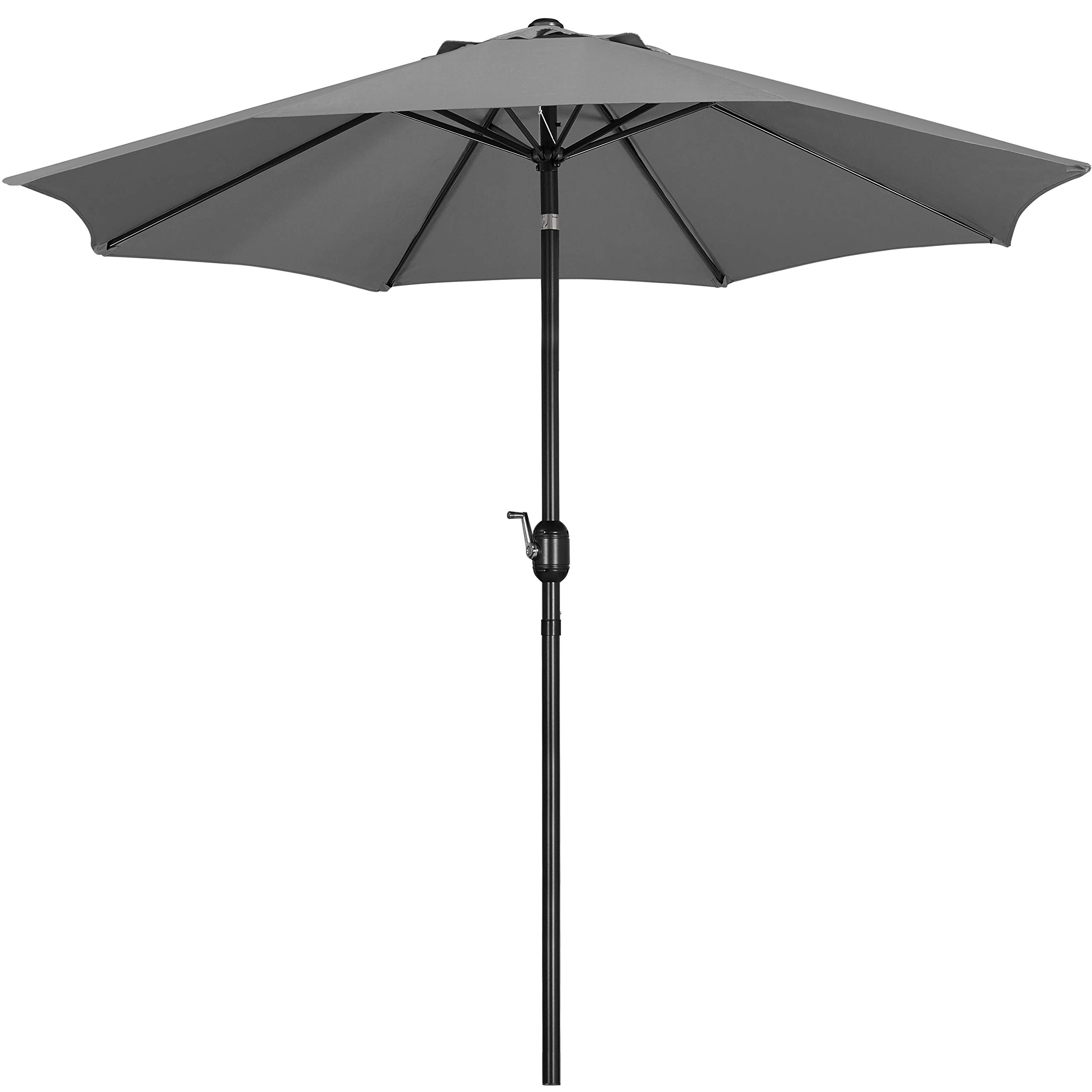 Yaheetech Sonnenschirm 270 cm Terrasenschirm Gartenschirm Knickbarer Balkonschirm Kurbelschirm mit Kurbelvorrichtung Sonnenschutz UPF 50+, Grau