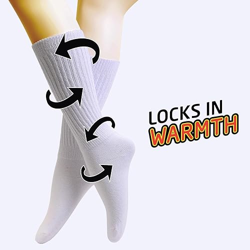 Miniatura 5 de HOT FEET Calcetines holgados para niñas, paquete de 6 calcetines altos apilados, calcetines largos de mezcla de algodón cálido para niños