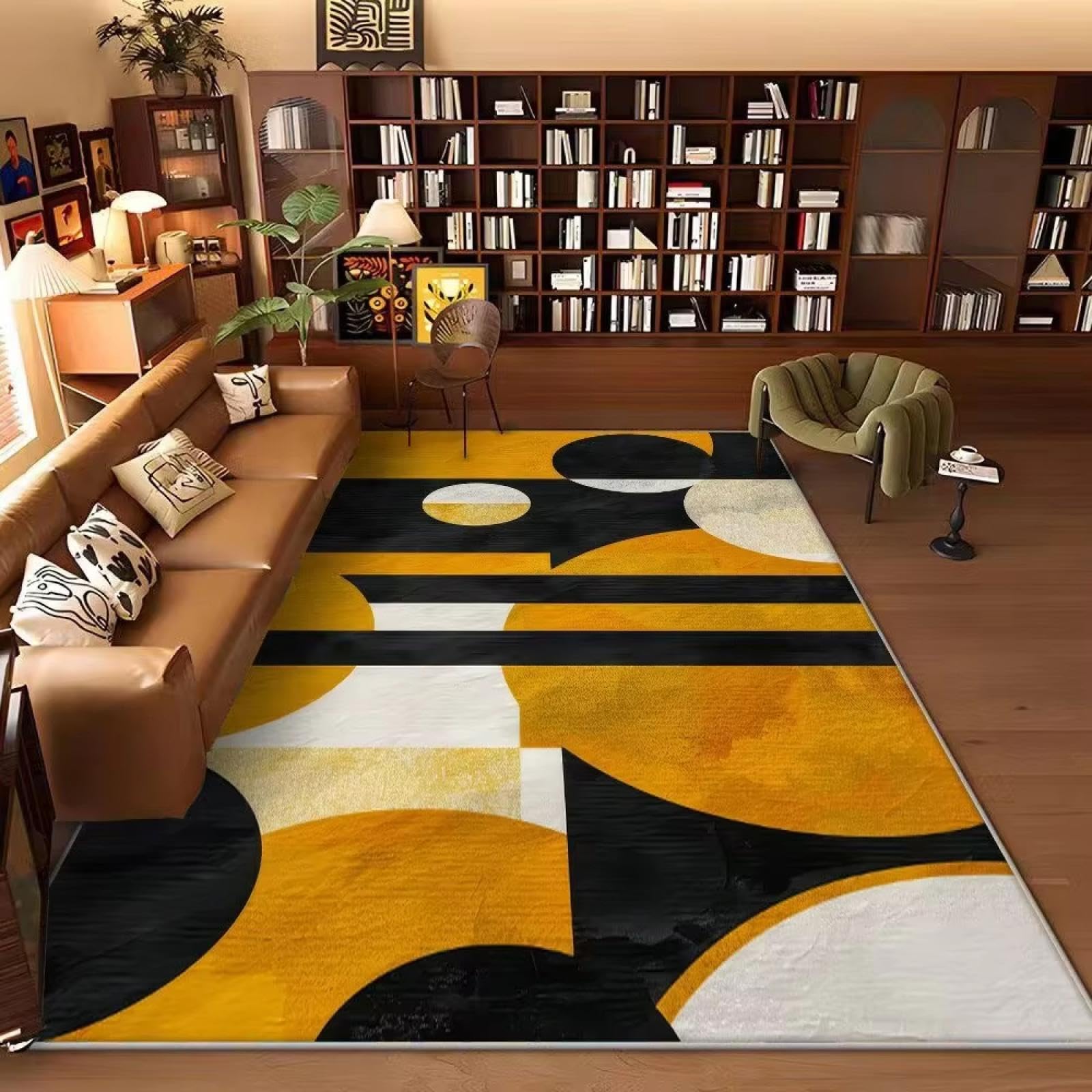 Tapis moderne abstrait 60x150cm pour salon et canapé avec dossier antidérapant