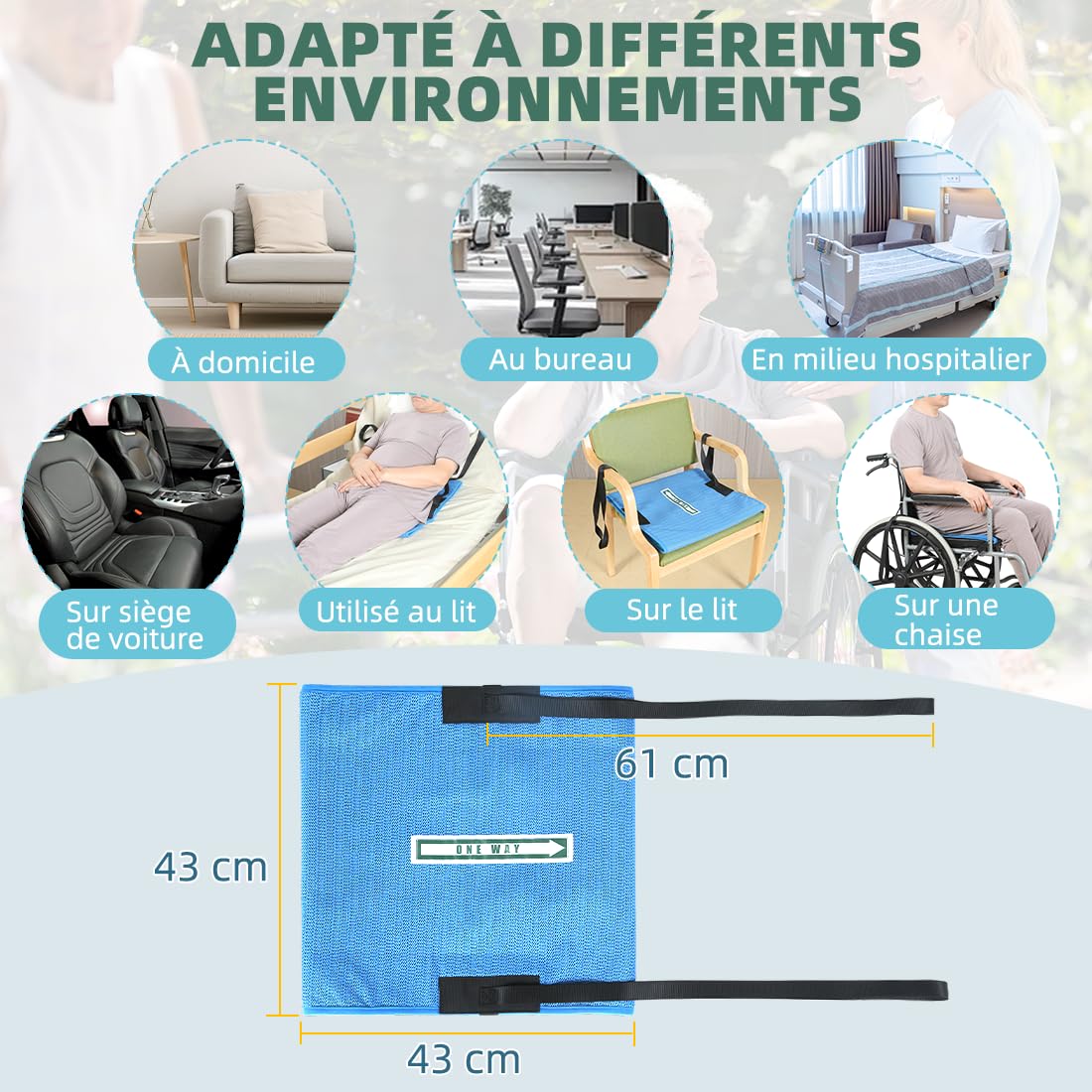 One Direction Tubular Cojín De Asiento, Alfombra De Asiento Antideslizante Para Prevenir Caídas De Personas Mayores O Discapacitadas En Silla O Silla De Ruedas (Azul, Con Asa)