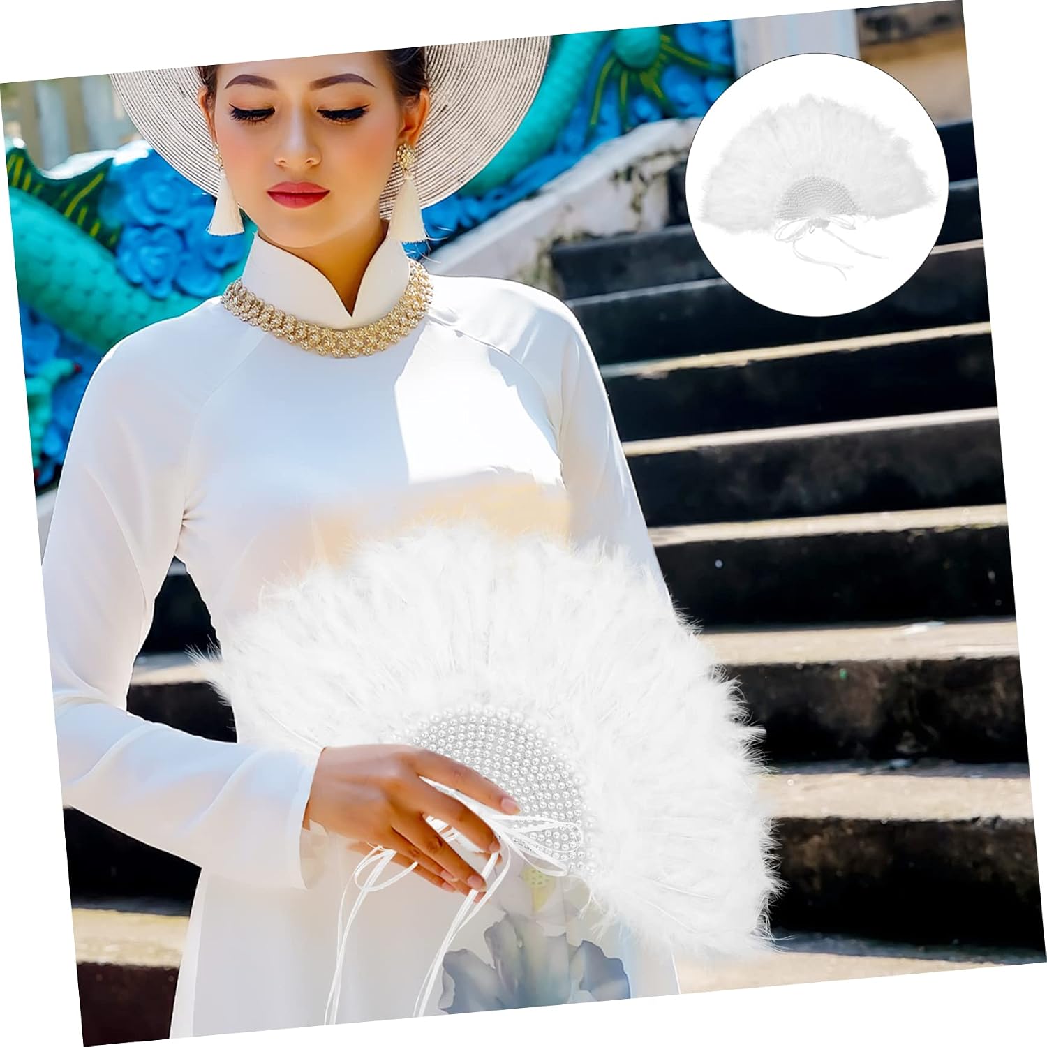 BESTOYARD 2pcs Bridal Plume Handheld Fan Elegant Stage Performance Accessory for Weddings Unique Dance Fan Bright Colors and Durable Design for Photos and Events
