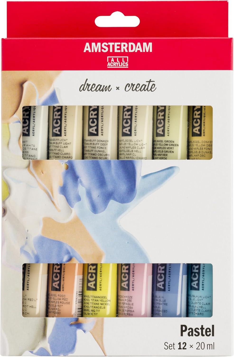 Royal Talens Amsterdam Standard Series Acrylic Color, 20ml Tubes, Set of 12 Pastel (17820601)