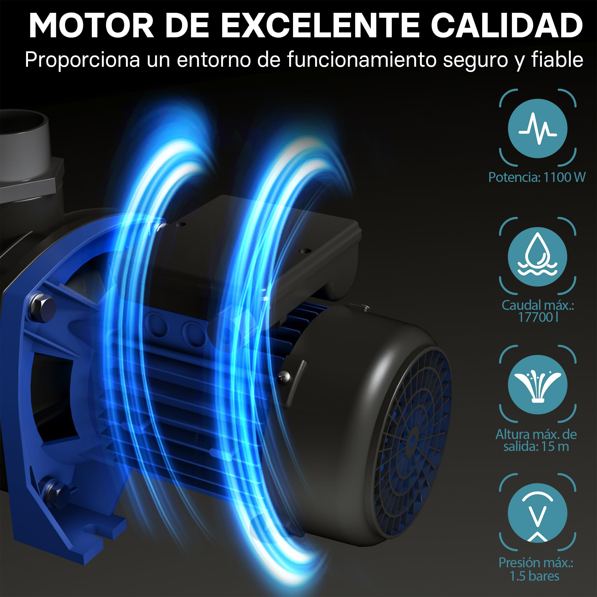 Bomba de piscina 17700l/h 1100W Bomba de circulación Bomba de filtro