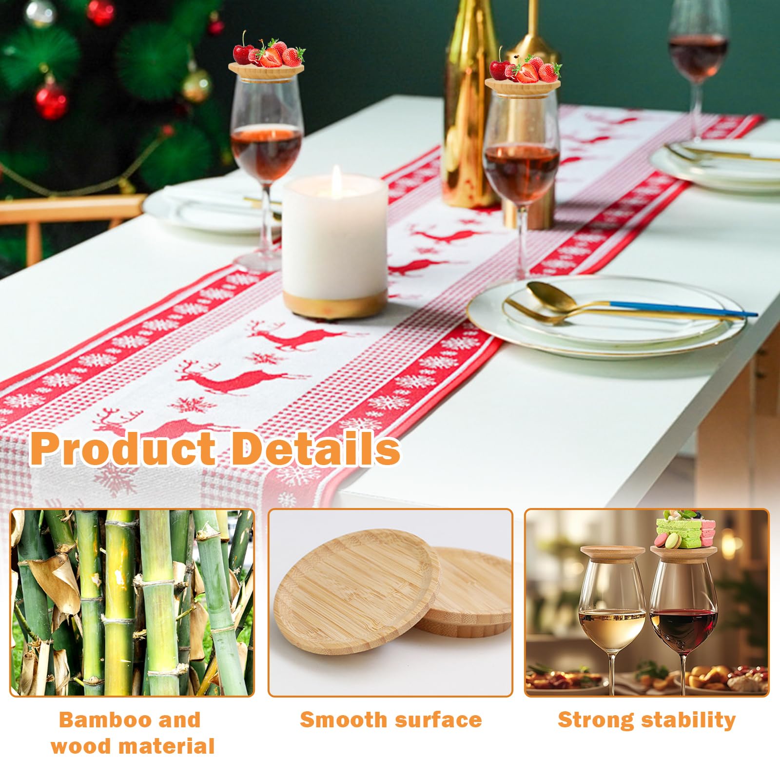 6 Topper In Bambù Per Bicchieri Da Vino – Coperchi Per Antipasti E Dessert – Diametro 10 Cm – Ideali Per Aperitivi, Feste, Ristoranti