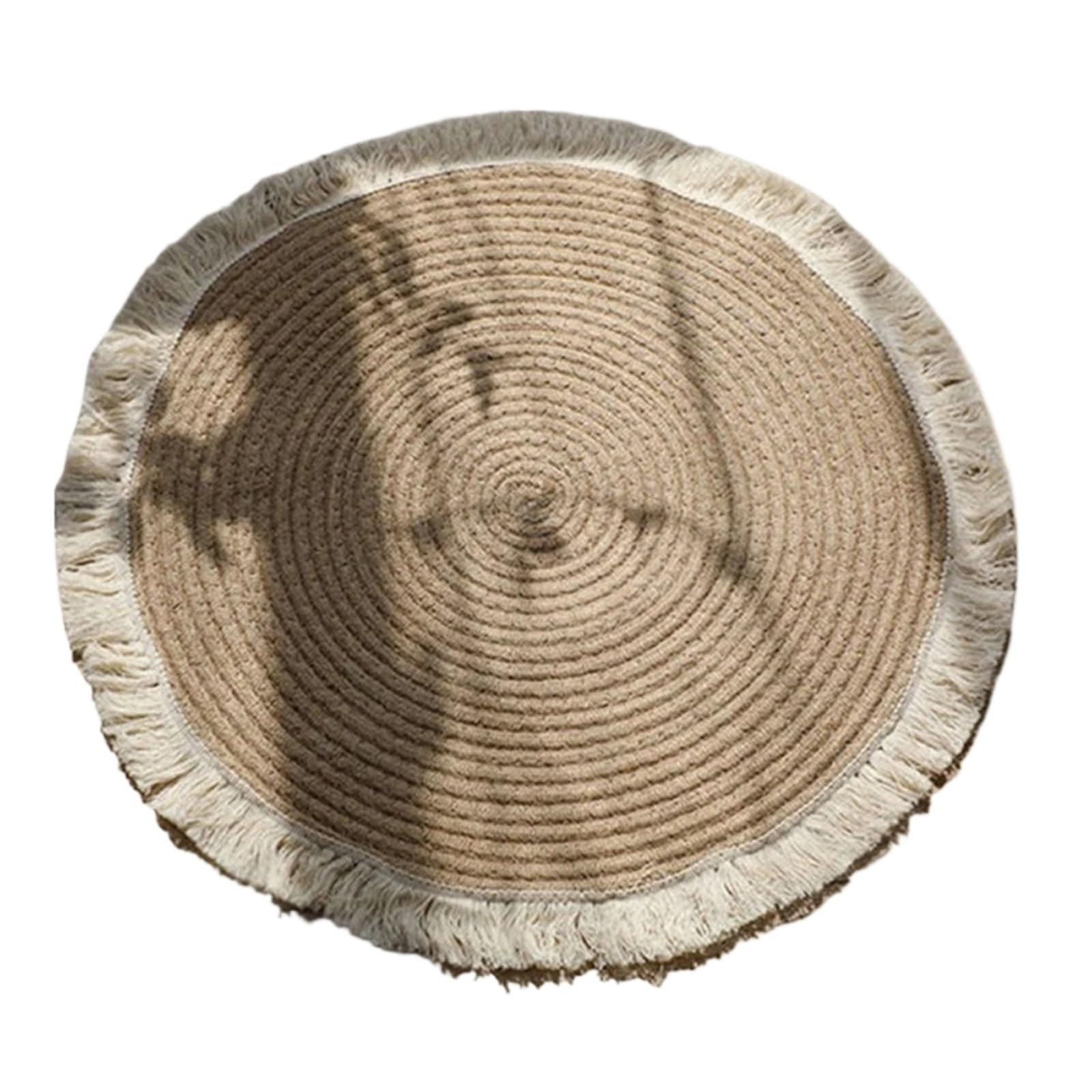 Alfombra redonda de cuerda de algodón tejida para habitación infantil y decoración de balcón