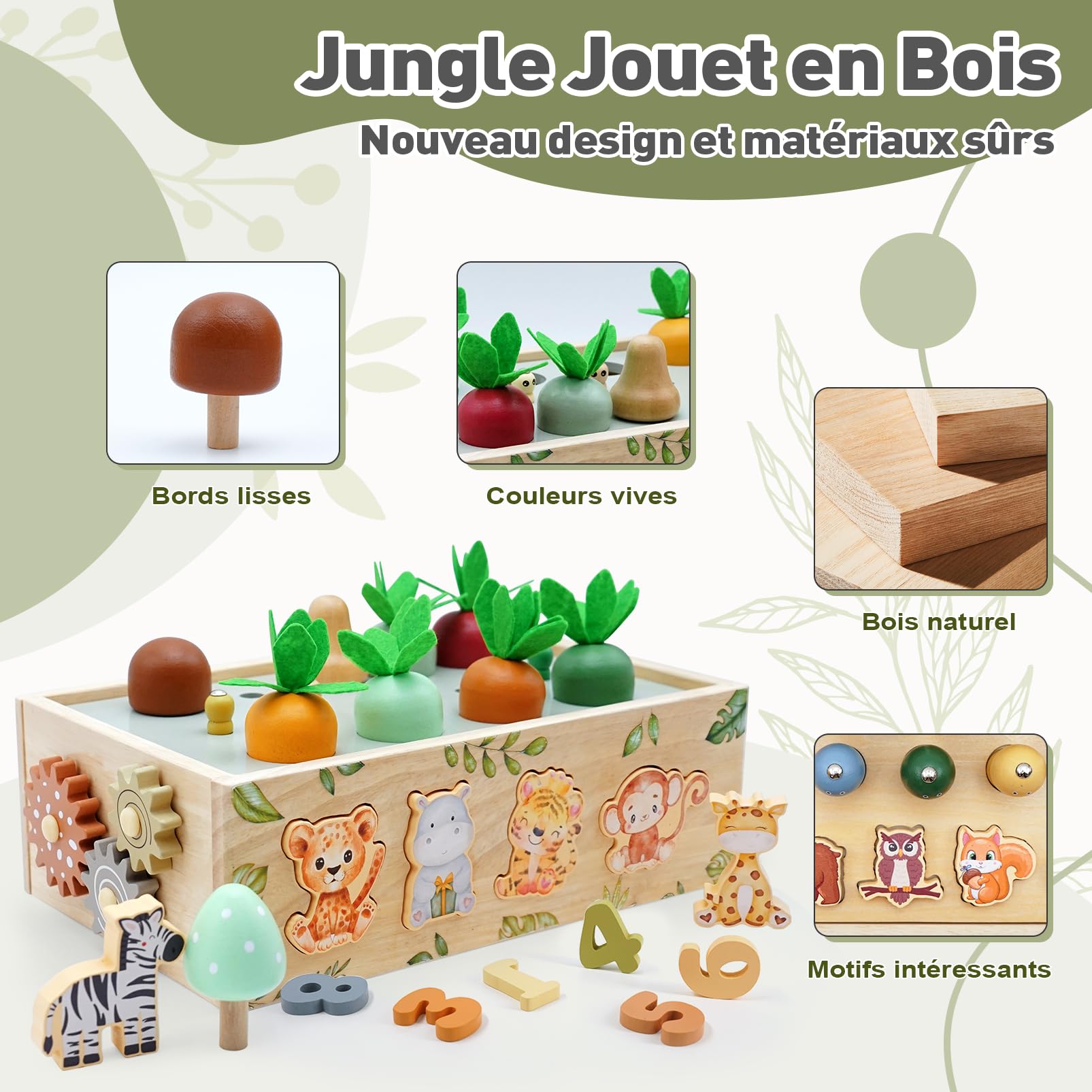 Jouet Enfant 1 2 3 Ans, 9 en 1 Jeux Montessori 2 3 4 Ans Éducatif, Safari Jouet en Bois Montessori 2 an, Jeux Efants 2 3 Ans Fille Garcon, Cadeau Enfant 1 2 3 4 Ans Fille Garcon