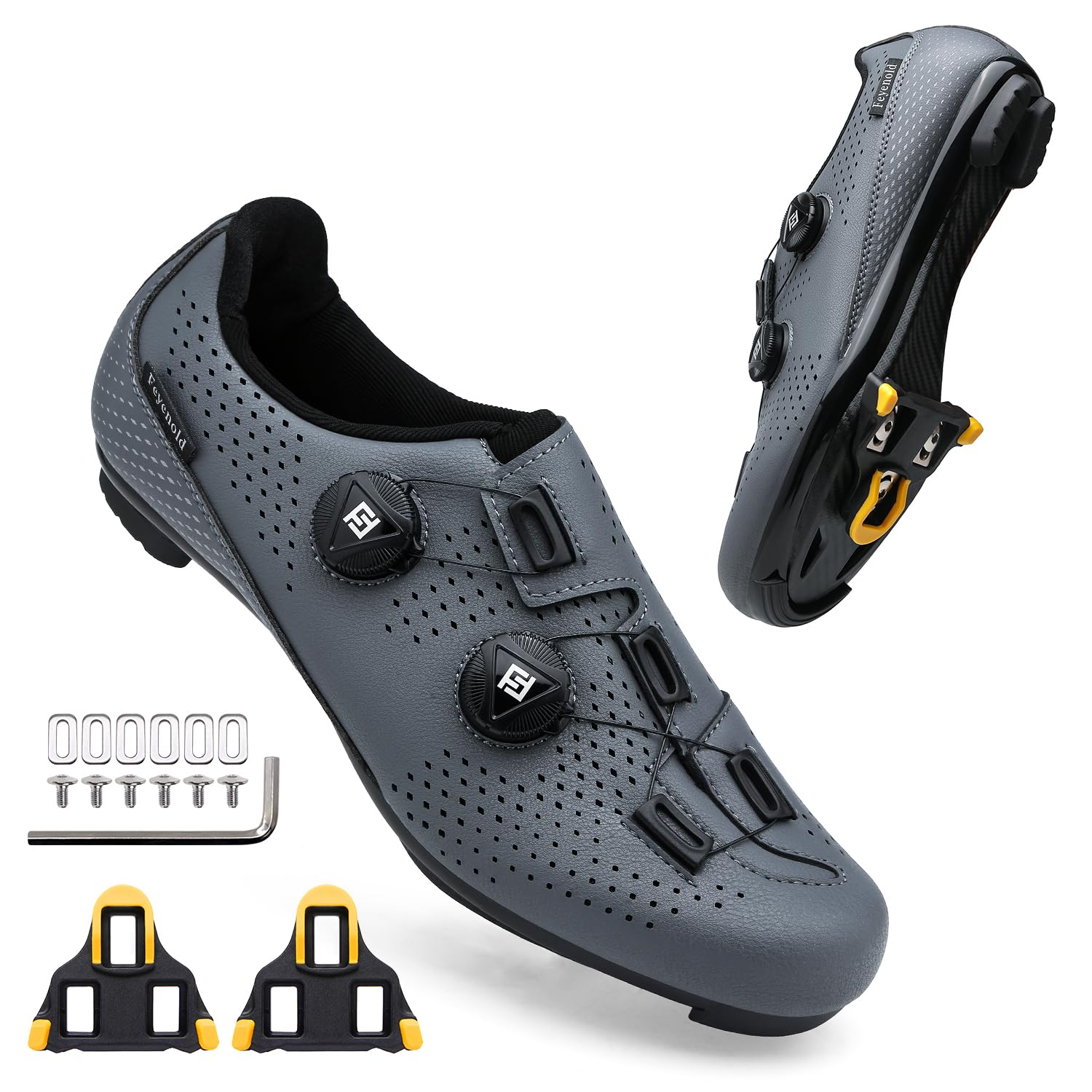 Feyenold Zapatillas de Ciclismo para Hombre y Mujer, compatibles con Pedal SPD-SL e instalación Compatible SPD/Look KEO Cleats