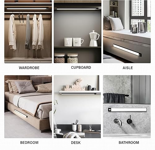 Miniatura 7 de 12 Inch Rechargeable Motion Sensor Under Cabinet Strip Lights Indoor (2-Pack), Battery Powered Under Cabinet Lighting Lights for Kitchen, 54 LED