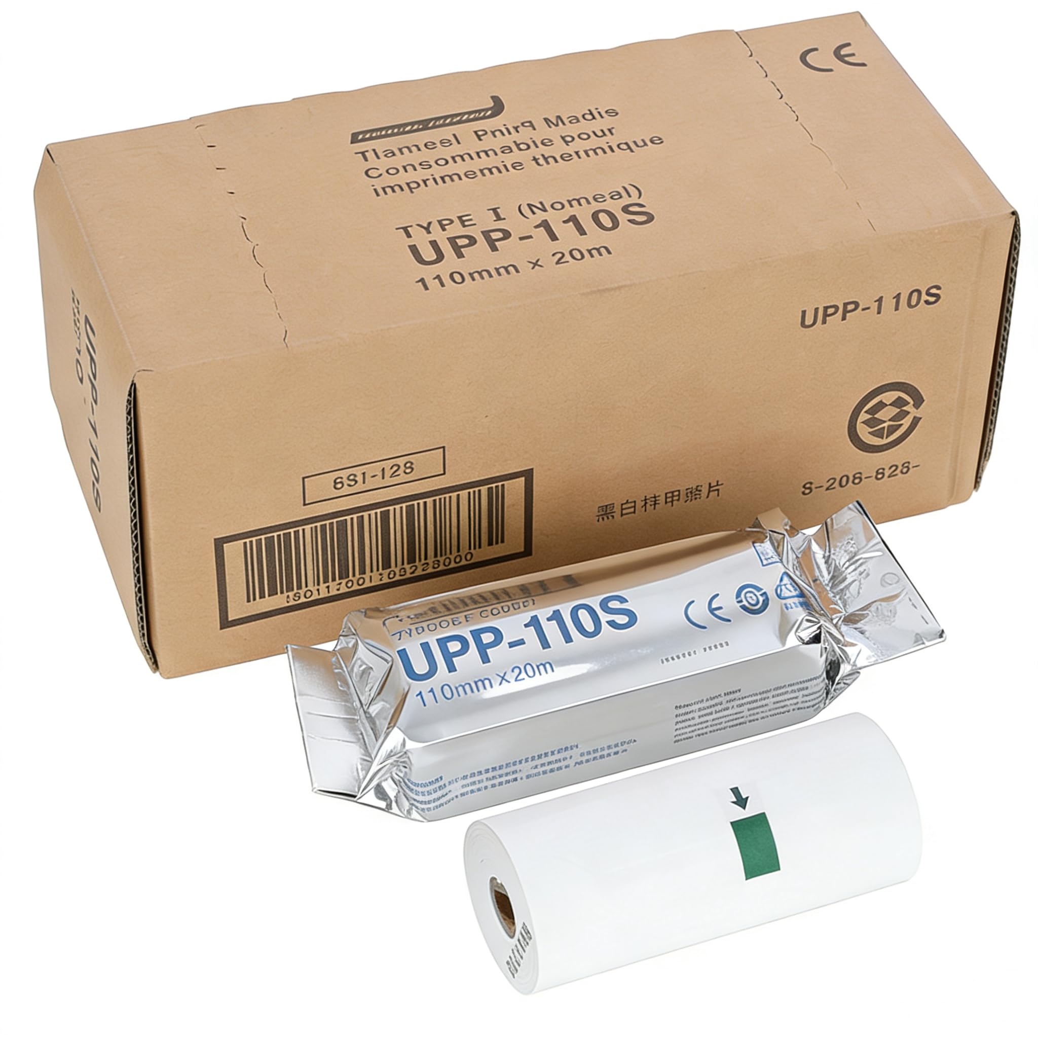 UPP-110S typ I czarno-biała termiczna folia papierowa do ultradźwięków wideo / media 10 rolek, zamiennik dla Sony Upp-110s, 110 mm x 20 m