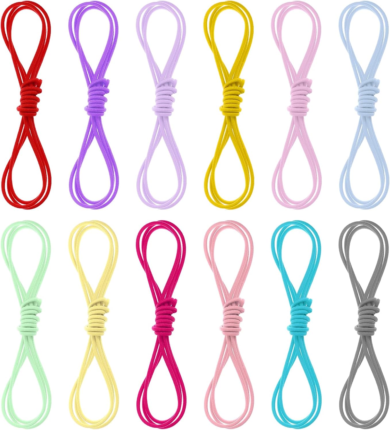 Ouligay 13 Yards 2mm Elastic Band Cord Bracelet String Rubber Rope | 12 Colors 3.3ft/PCS Elastic String for Bracelets Beaded Cords Bungee Shock Cord for DIY Crafts Beading Sewing Jewelry Making