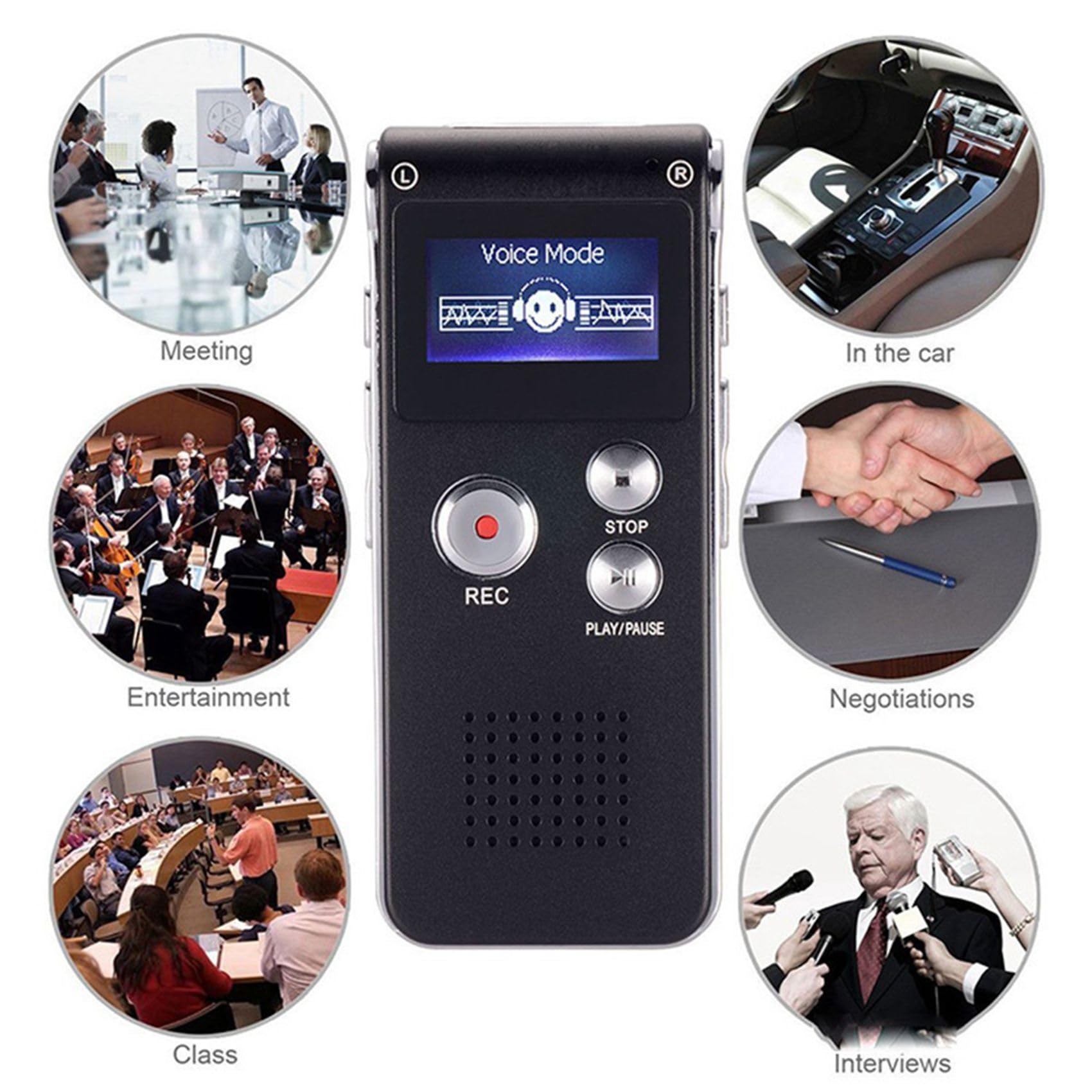3X Grabadora de Voz 8G, Reproductor MP3 con Reducción de Ruido de Alta Definición, Adecuado para Reuniones y Otras Ocasiones