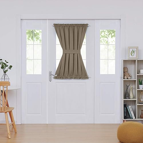 Miniatura 276 de Deconovo Cortina opaca de Navidad para puertas de vidrio y luces laterales, panel de privacidad con aislamiento térmico con doble bolsillo para