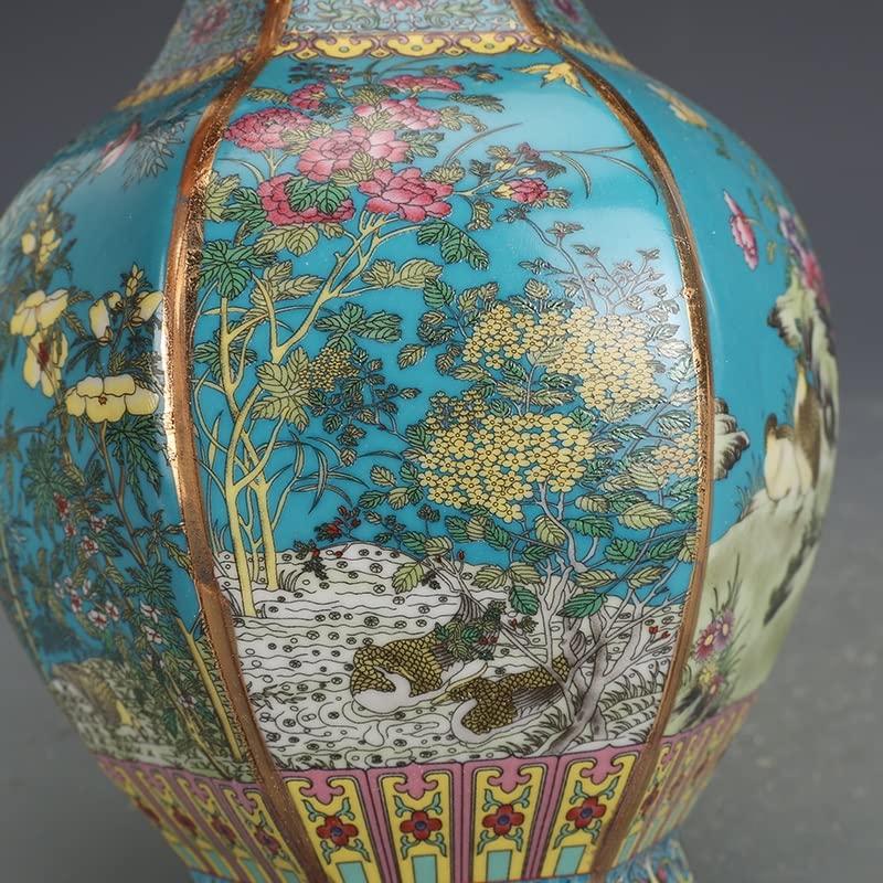 Amazon.co.jp: TATSENエナメル磁器花瓶 景徳鎮セラミック六角形花鳥柄