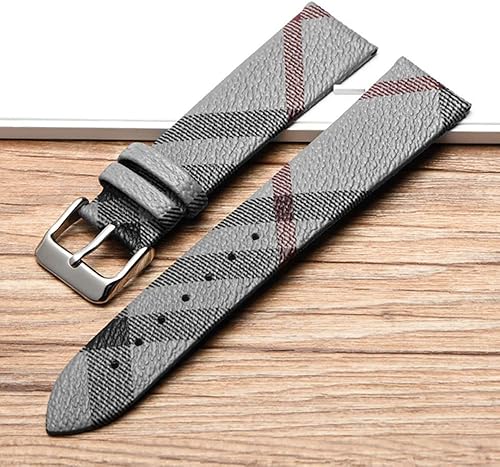Miniatura 4 de Genuine Leather Watch Band Calfskin Replacement Plaid Strap 14mm 16mm 18mm 20mm 22mm for Men and Women