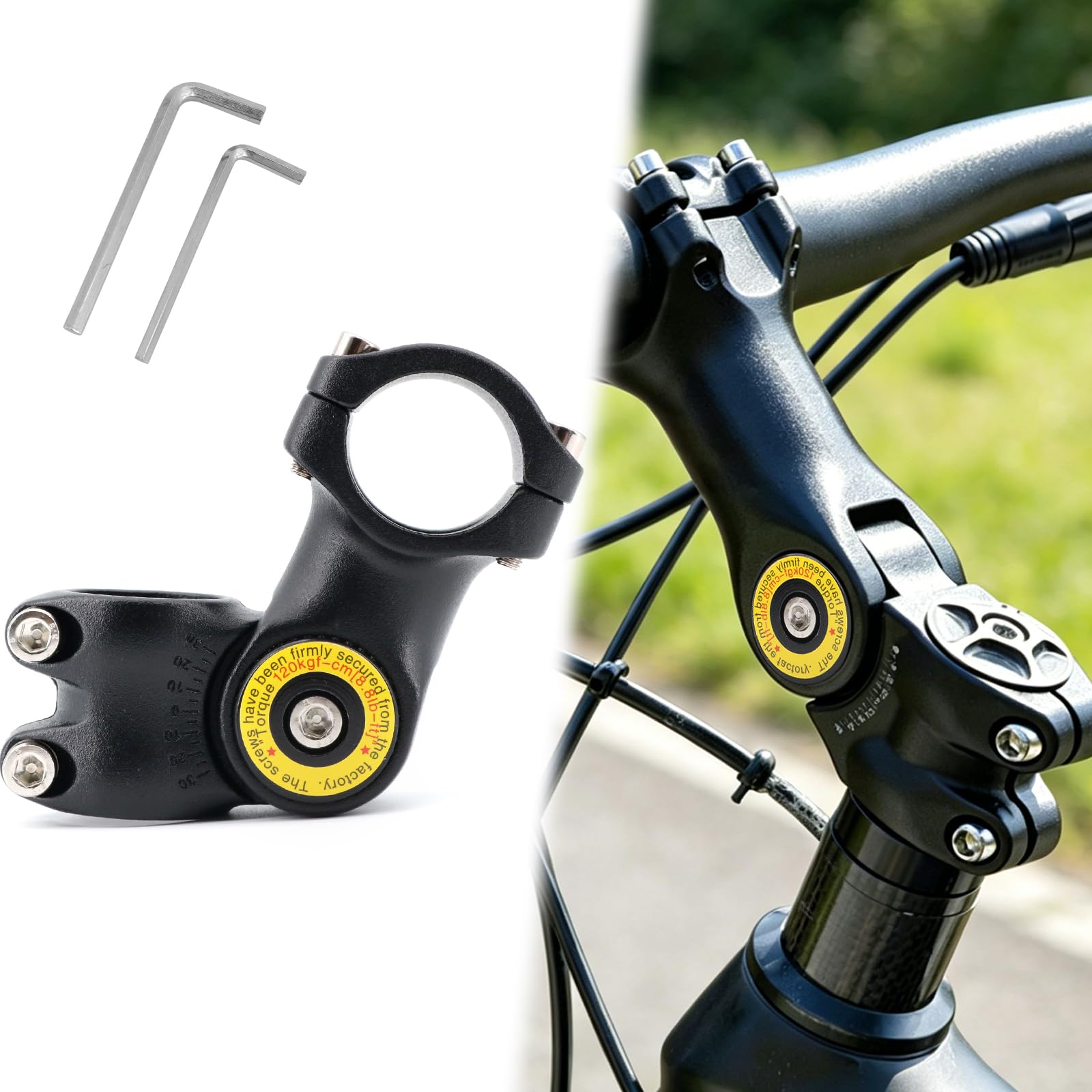 Aartner Adjustable Bike Stem 31.8mm, ±60 Degree Bicycle Handlebar Stem Riser for Mountain Bike, Road Bike, E-bike, 28.6mm Front Fork Stem Extender, Dual-Screw Locking No-Slip Handlebar Riser (85mm) — image 1