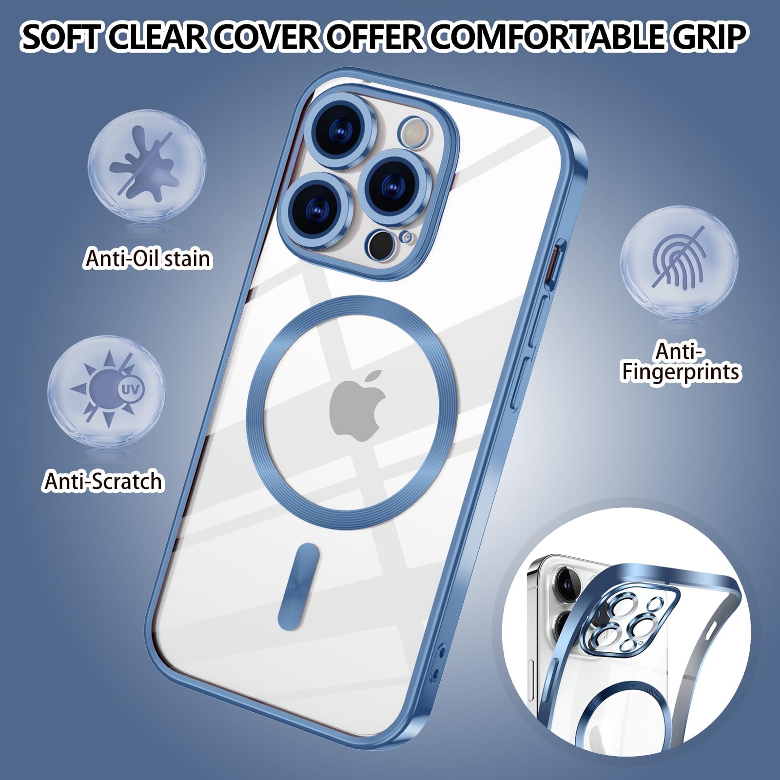 TOCOL Cover Magnetica per iPhone 14 Pro 6,1 Pollic, Compatibile con MagSafe, Protezione Fotocamera Integrata, Custodia Antiurto Traslucida Opaca, Nero