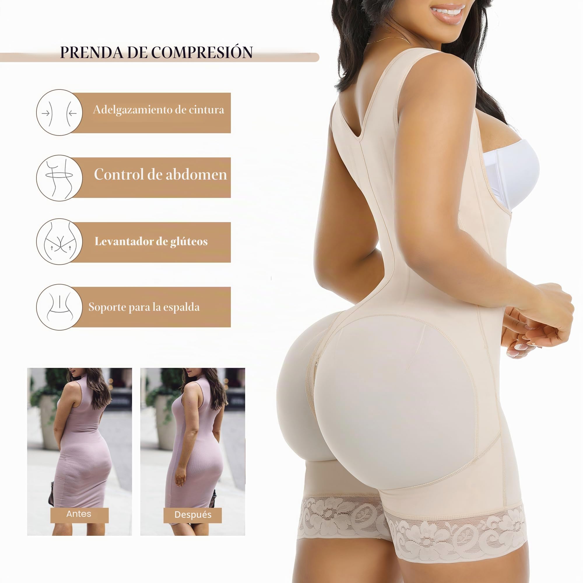 YIANNA Body Reductor Mujer Adelgazante Fajas Colombianas Reductoras con Huesos de Acero Moldeador Barriga Postparto