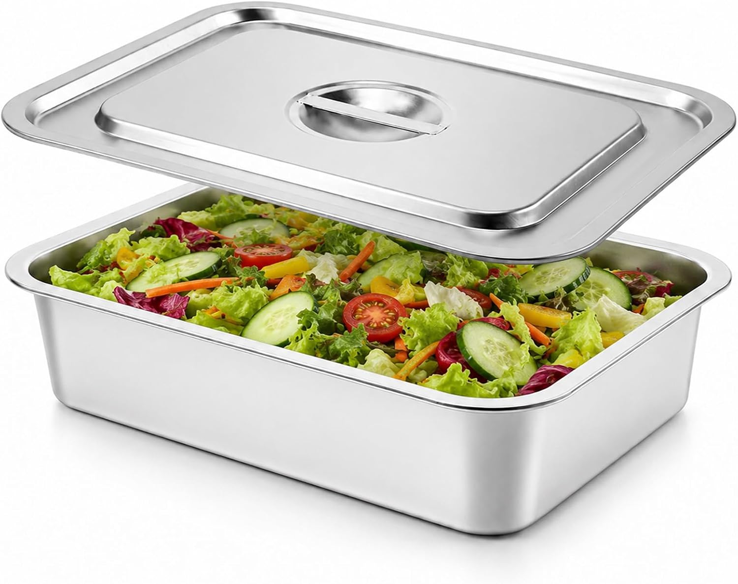 4 Inch Extra Deep Lasagna Pan with Lid, Lasagna Baking Roasting Pans | 11.8x15.7 Inch 9.2QT Stainless Steel Large Baking Dish Tray, Rectangular Deep Dish Baking Pan for Oven, Large Capacity