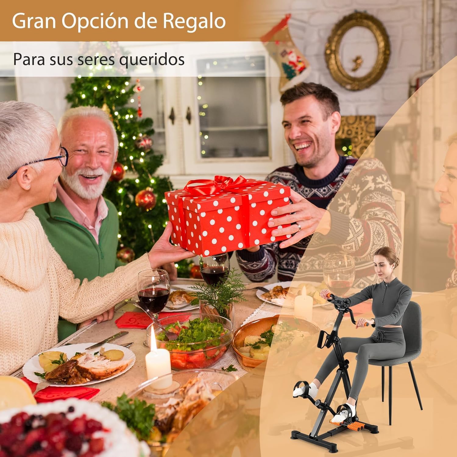 GYMAX Pedales Estaticos, Pedales Estaticos Personas Mayores de Brazos y Piernas, Pedaleador para Ancianos con Pantalla LCD, Resistencia Altura Ajustable, Ejercicio, Rehabilitación para Personas Mayore