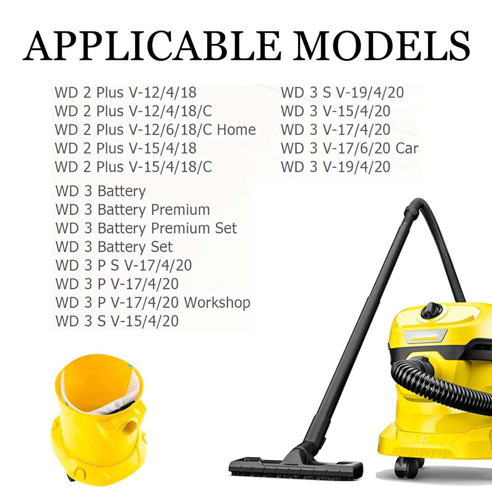 Lot de 5 Sac Aspirateur pour Karcher WD4 WD5 WD6 MV4 MV5 MV6 KFI 487, Remplace Piece 2.863-314.0 et 6.959-130.0 (5 sac Aspirateur+1 Paire de Pinceaux)