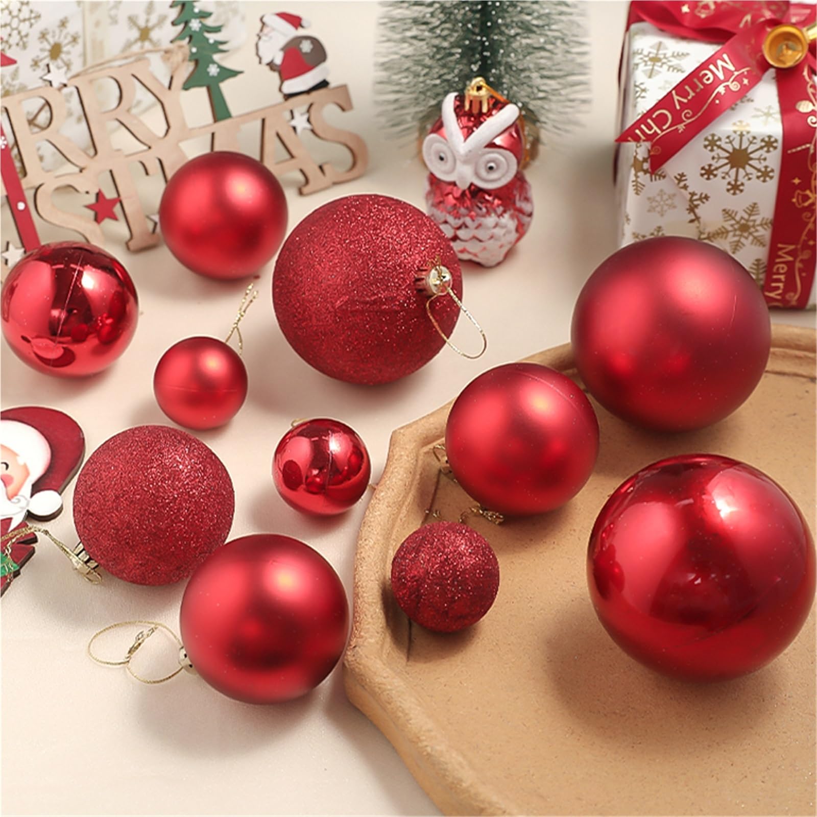 Weihnachtskugeln 24 Stück 4–8 cm Weihnachtsdekorationskugeln for Aufhängen, Weihnachtsbaum-Anhänger, Ornamente for Zuhause, Party, Neujahr, Dekoration(Green)
