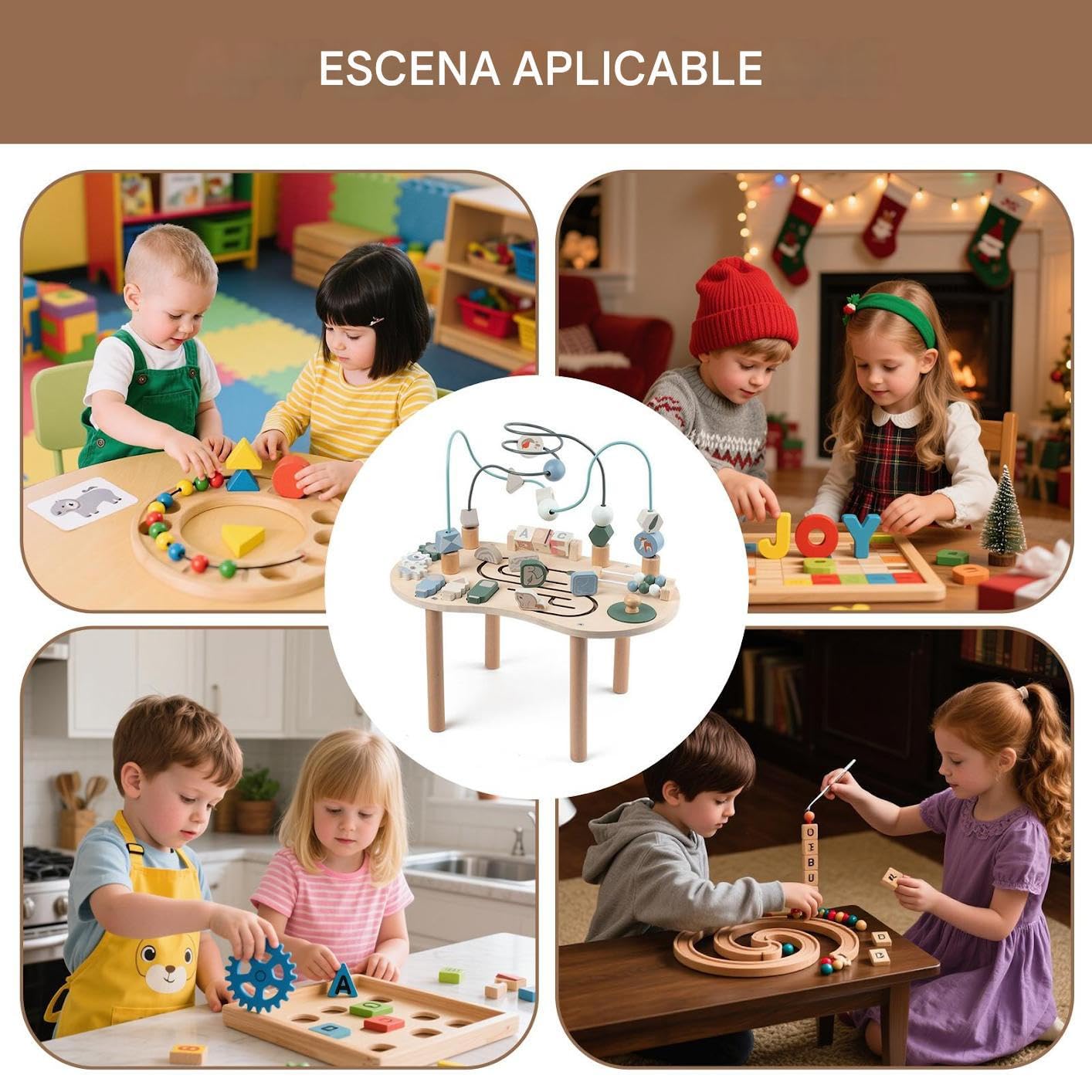 Mesa de Actividades,Mesa de Juego Centro de Actividades de Madera | Juguete Educativo Infantil Interior Exterior Destete Regalo