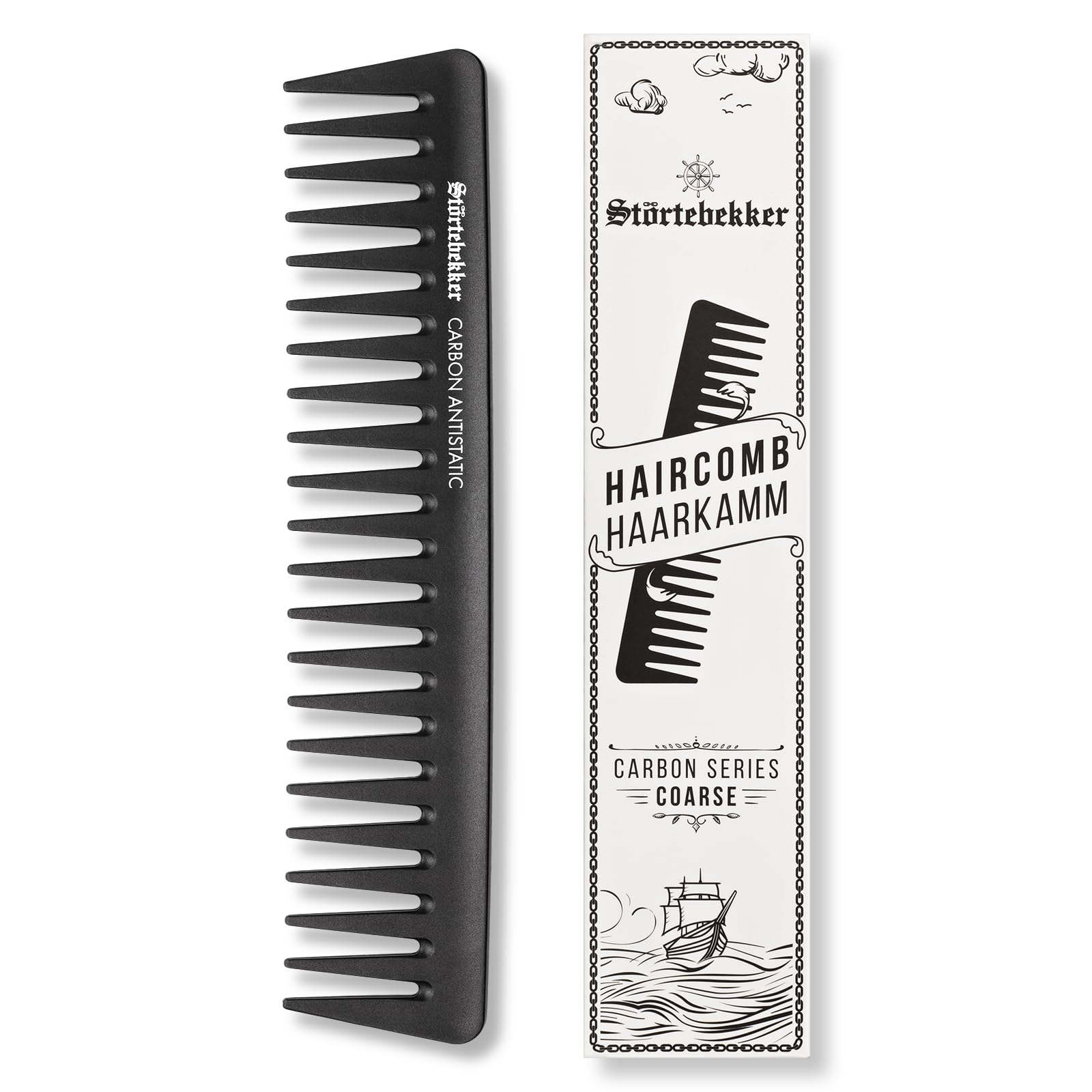 Störtebekker® Premium Styling Comb for Men Shatterproof Hair Comb, Men's Coarse Carbon Comb - Image 2