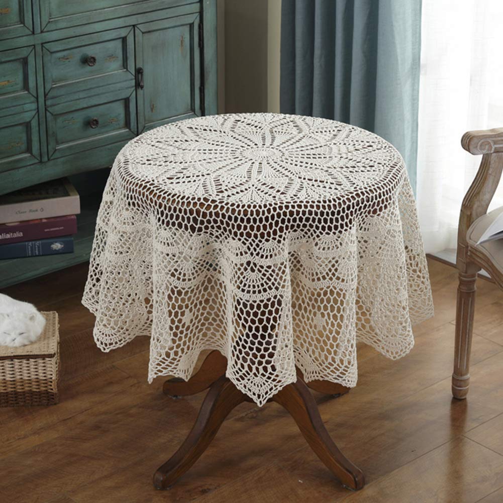 Nappe en coton faite main motif floral beige pour table et souvenirs