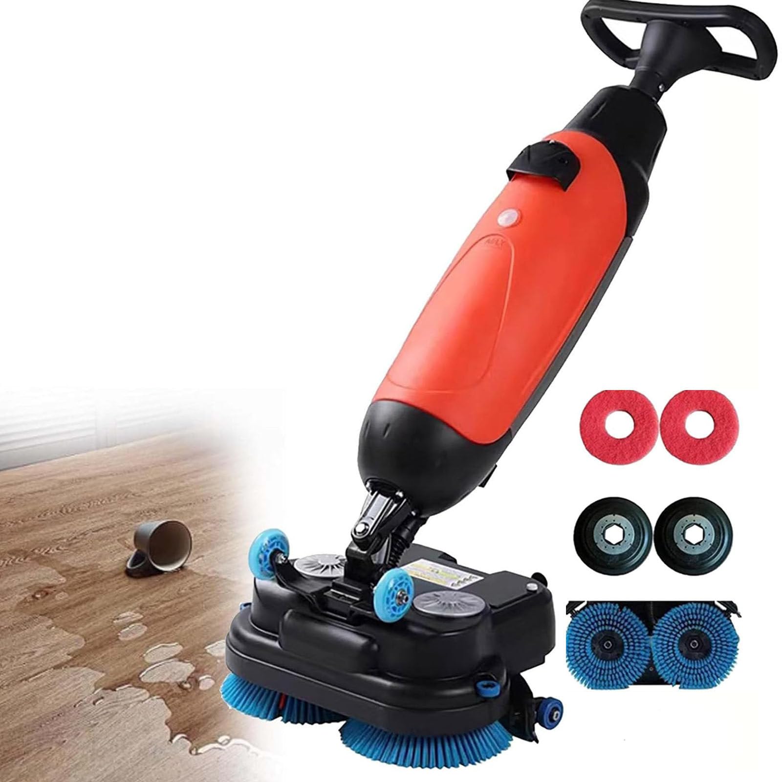 Lavasciuga Pavimenti Professionale, con Pista di Pulizia da 43 Cm, Lucidatrice E Pulitrice per Pavimenti Multifunzione, 240 Giri/Min, Pulizia Profonda di Piastrelle, Pavimenti in Legno Red