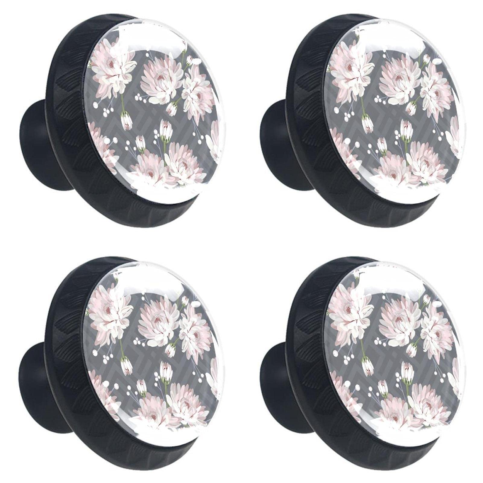 Boutons de tiroir en verre pour remplacer vos poignées usées avec des motifs floraux