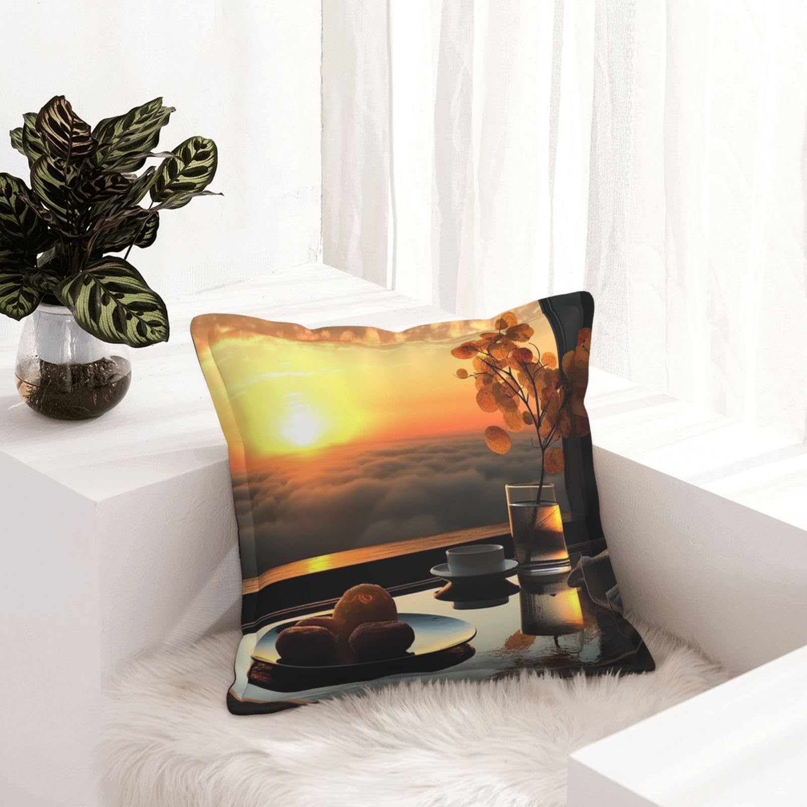 Housse de coussin en similicuir Good Morning lot de 2 carrées 45x45 cm pour canapé
