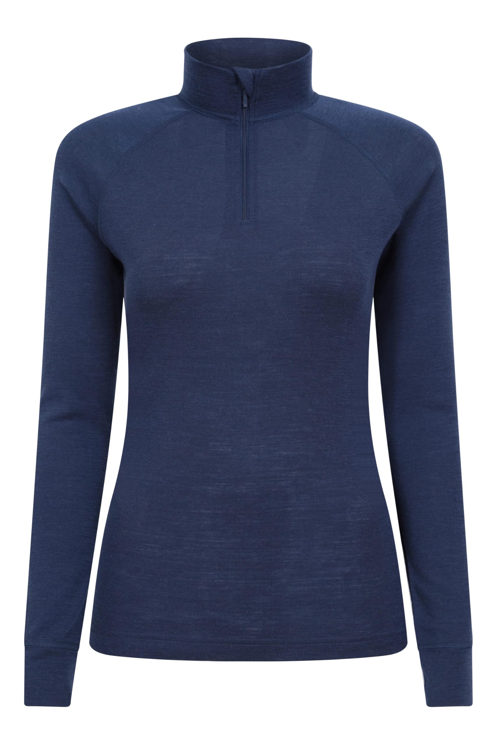 Mountain Warehouse Women's Navy Merino Zip-Neck Thermal Top - Long Sleeves T-Shirt, Zip Neck Top, Lightweight, Easy Care Tee - Spring Summer, Travel, Outdoors Size 18